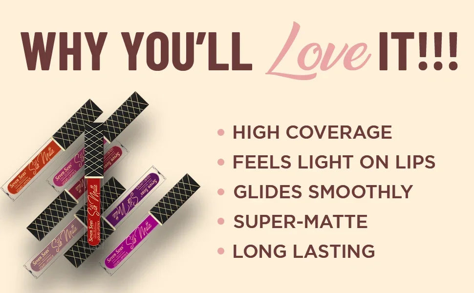 Silk Matte Liquid Lipstick for Women | Long Lasting Soft Matte Color - Seven Seas Cosmetics