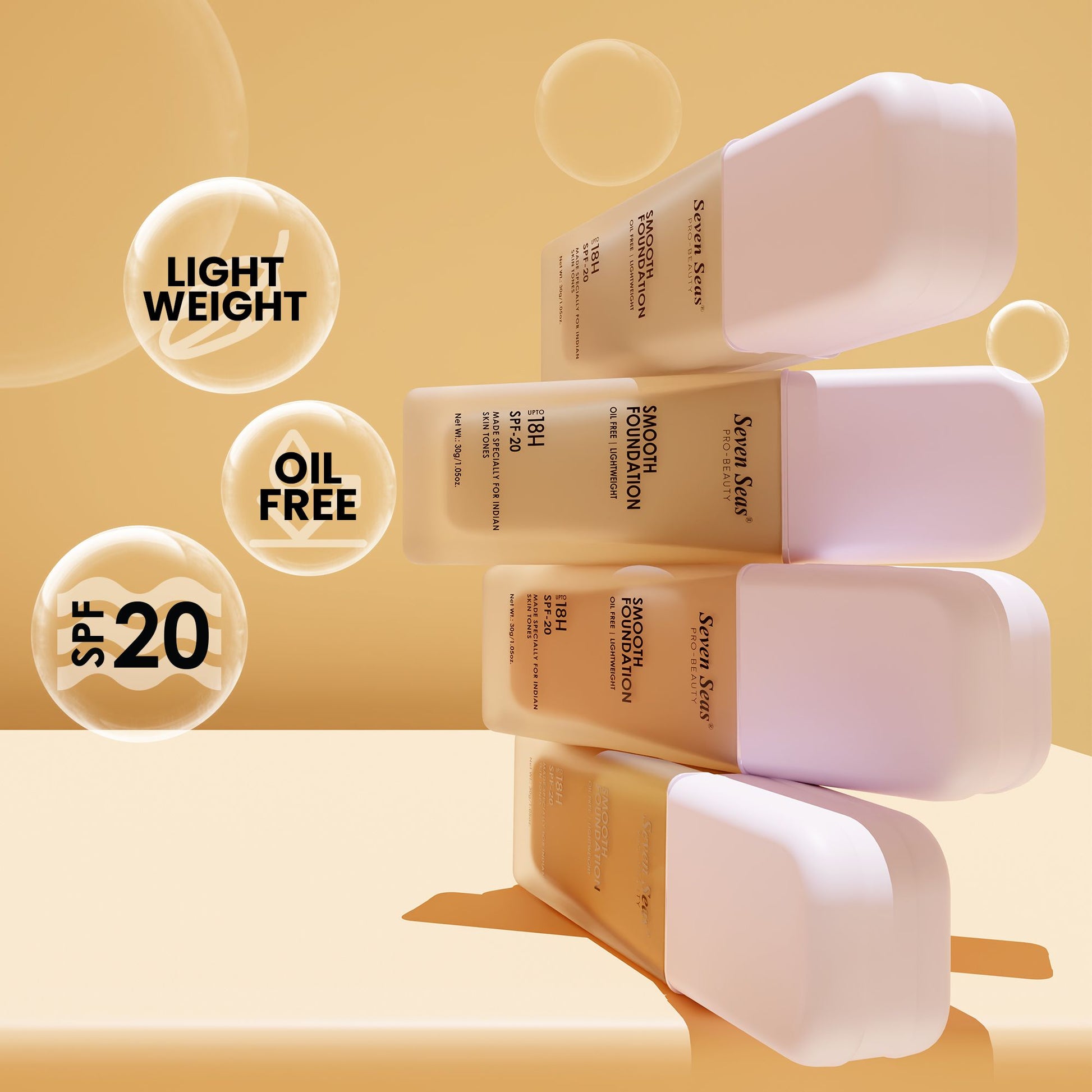 Seven Seas Smooth Foundation | Oil Free | Lightweight | Long Lasting Foundation for Face Makeup | SPF-20 - Seven Seas Cosmetics