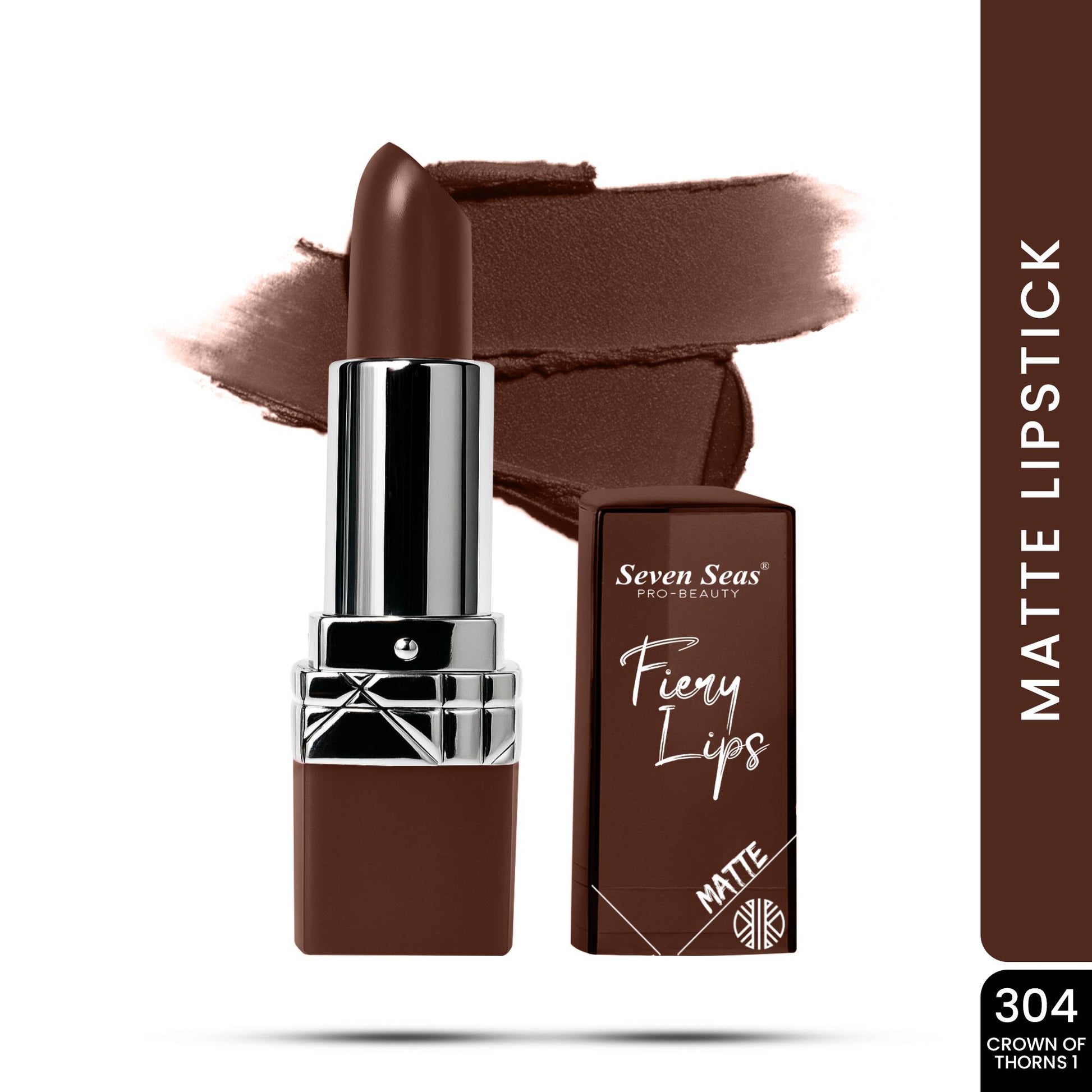 Seven Seas Fiery Lips Matte Lipstick | Long Lasting Matte Lipstick | Intense Matte Finish | Creamy Texture | Highly Pigmented Lipstick - Seven Seas Cosmetics