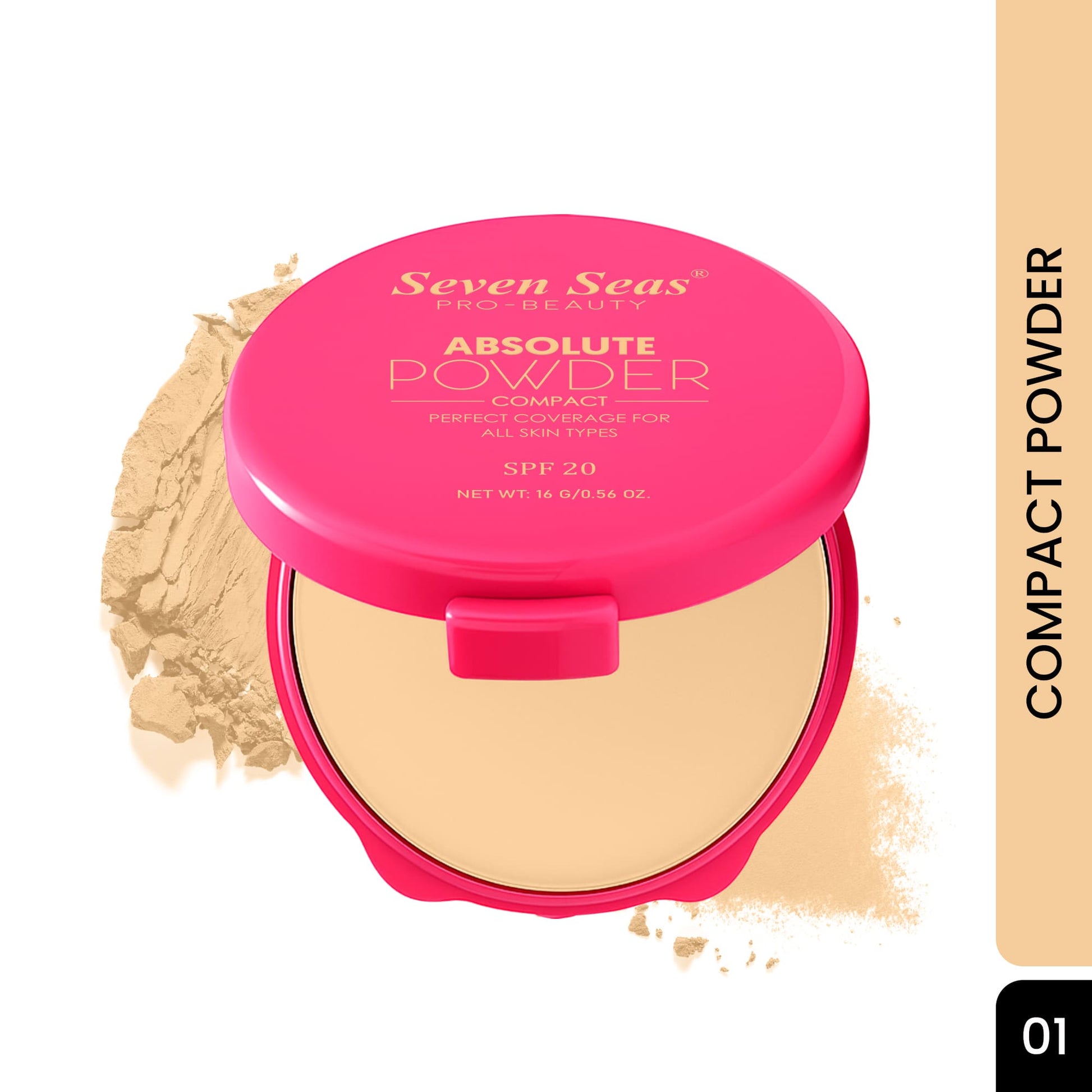 Seven Seas Absolute Compact Powder | Blends Effortlessly | Perfect Coverage | Comfortable Wear | Weightless Texture | Suitable for All Skin Types - Seven Seas Cosmetics