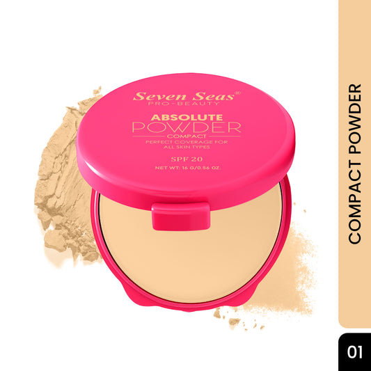 Seven Seas Absolute Compact Powder | Blends Effortlessly | Perfect Coverage | Comfortable Wear | Weightless Texture | Suitable for All Skin Types - Seven Seas Cosmetics