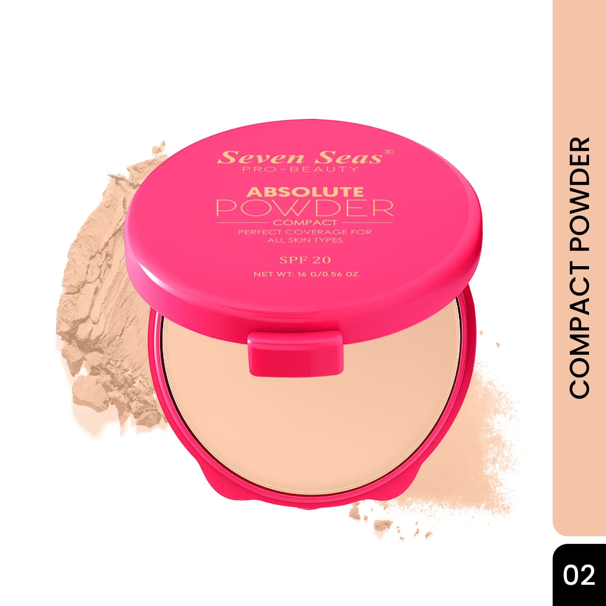 Seven Seas Absolute Compact Powder | Blends Effortlessly | Perfect Coverage | Comfortable Wear | Weightless Texture | Suitable for All Skin Types - Seven Seas Cosmetics
