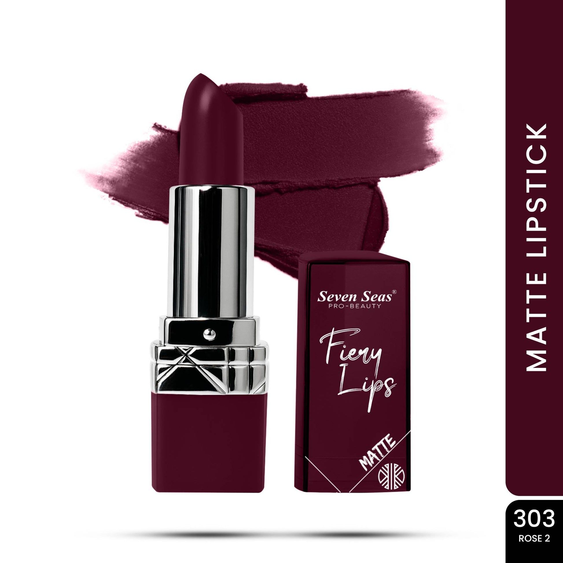 Seven Seas Fiery Lips Matte Lipstick | Long Lasting Matte Lipstick | Intense Matte Finish | Creamy Texture | Highly Pigmented Lipstick - Seven Seas Cosmetics