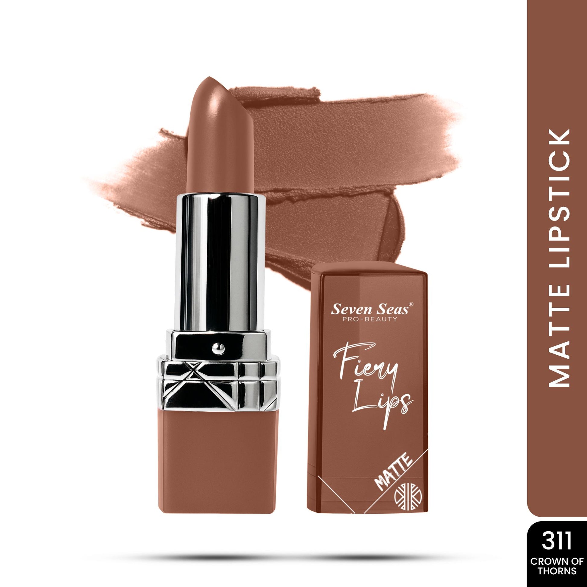 Seven Seas Fiery Lips Matte Lipstick | Long Lasting Matte Lipstick | Intense Matte Finish | Creamy Texture | Highly Pigmented Lipstick - Seven Seas Cosmetics