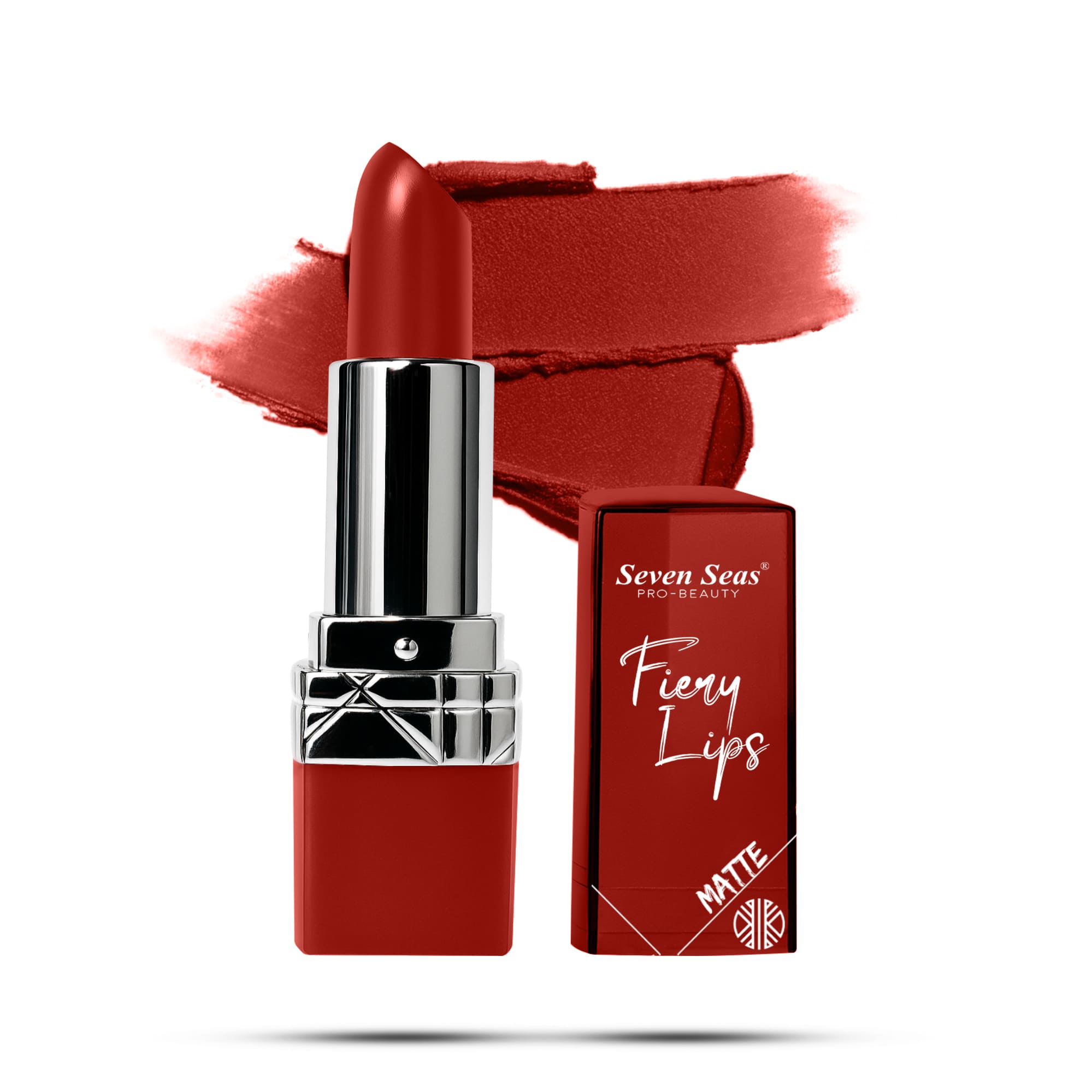 Seven Seas Fiery Lips Matte Lipstick | Long Lasting Matte Lipstick | Intense Matte Finish | Creamy Texture | Highly Pigmented Lipstick - Seven Seas Cosmetics