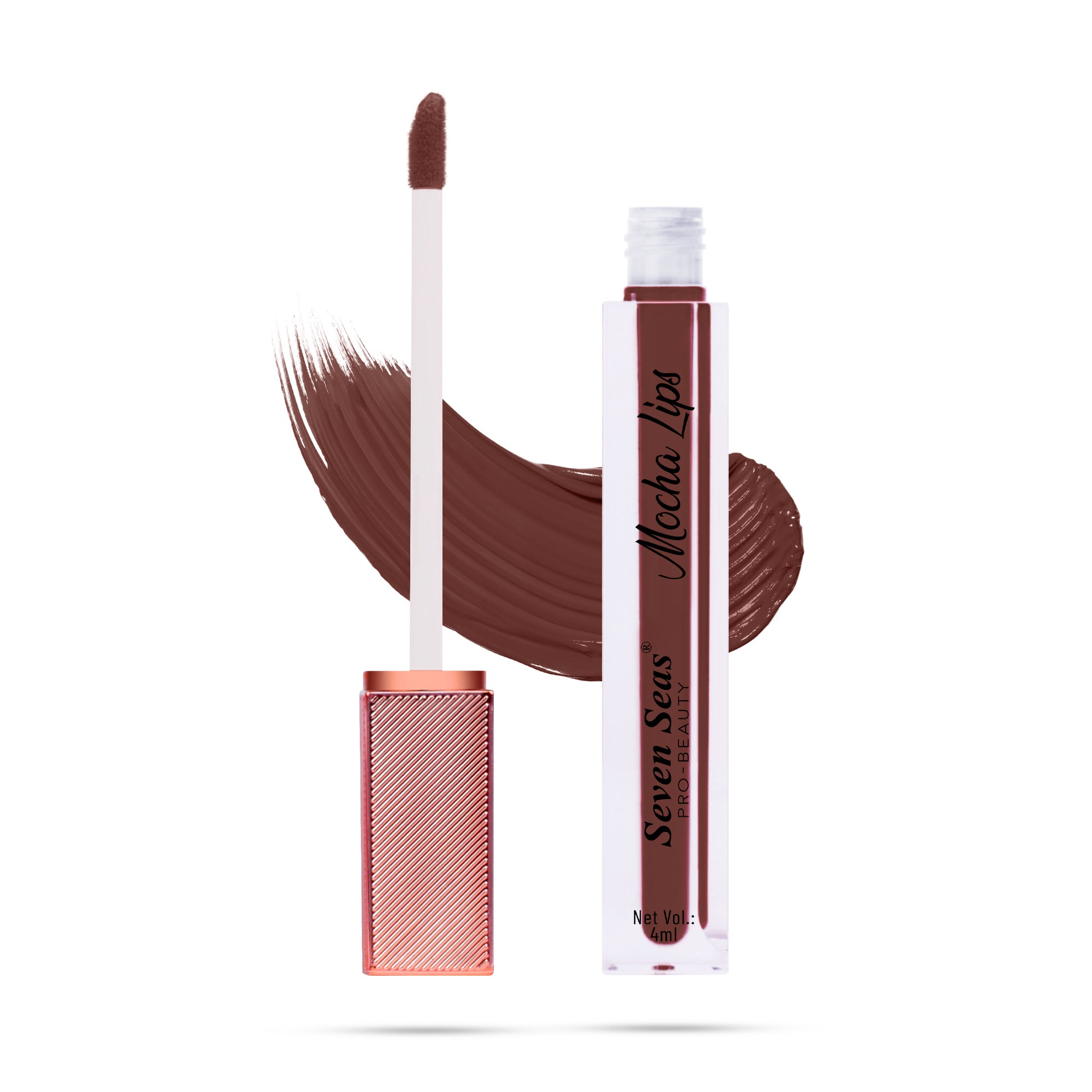 Seven Seas Mocha Lips Matte Liquid Lipstick | Non-Transfer Liquid Lipstick | 12 Hours Long Lasting | Highly Pigmented | Intense Color Payoff | Smudgeproof Liquid Lipstick for Women - Seven Seas Cosmetics