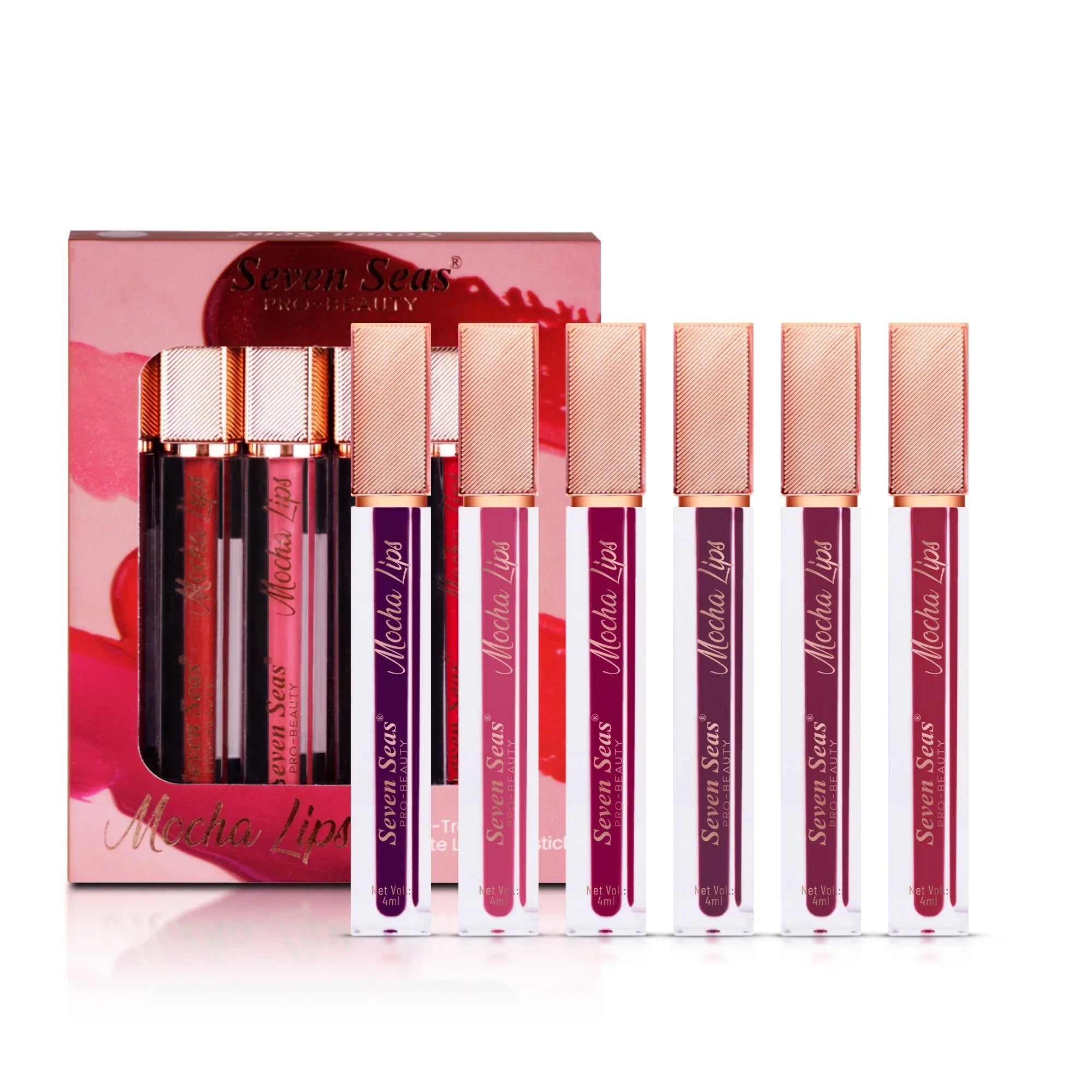 Mocha Lips Matte Liquid Lipstick Set | Pack of 6 - Seven Seas Cosmetics