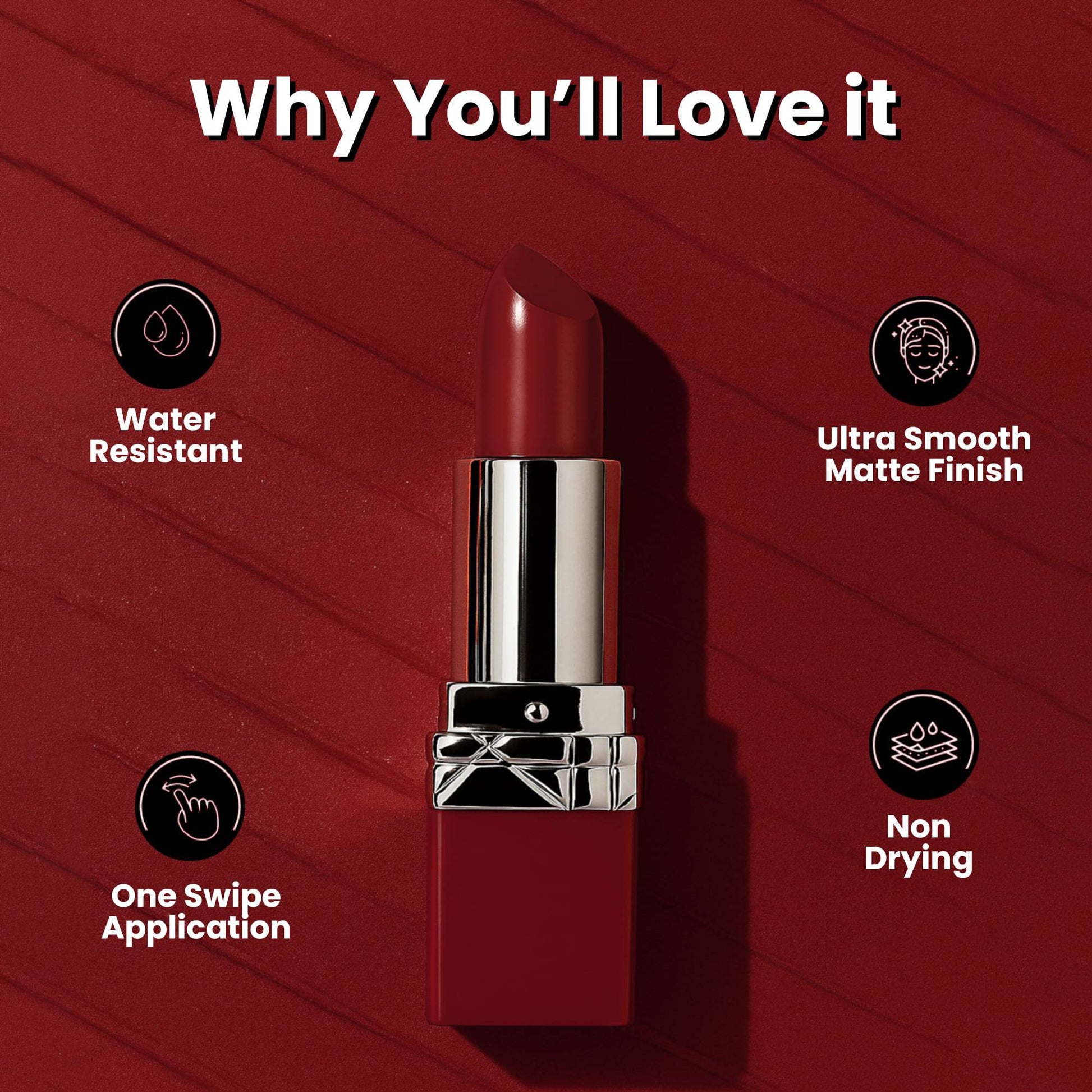 Seven Seas Fiery Lips Matte Lipstick | Long Lasting Matte Lipstick | Intense Matte Finish | Creamy Texture | Highly Pigmented Lipstick - Seven Seas Cosmetics
