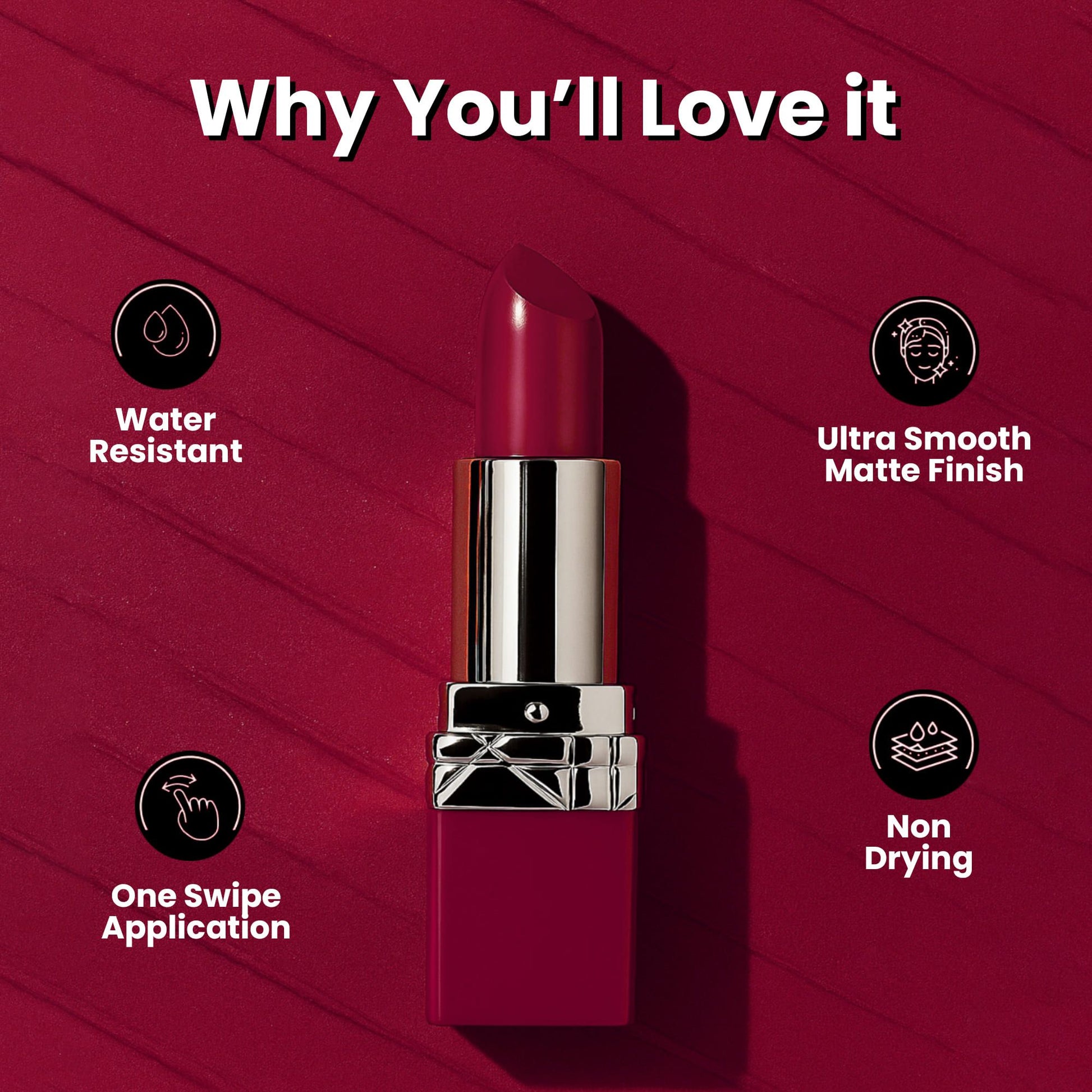 Seven Seas Fiery Lips Matte Lipstick | Long Lasting Matte Lipstick | Intense Matte Finish | Creamy Texture | Highly Pigmented Lipstick - Seven Seas Cosmetics