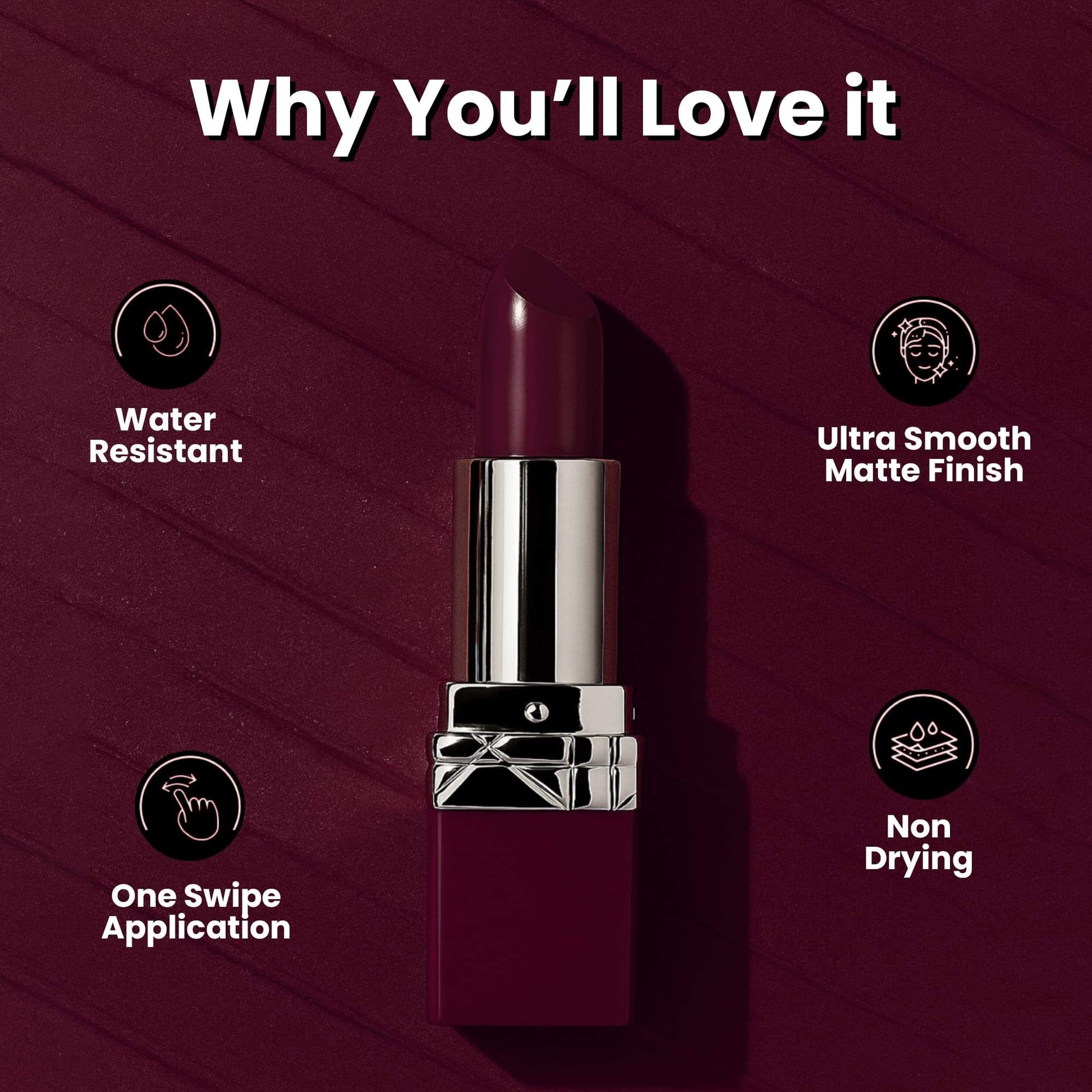 Seven Seas Fiery Lips Matte Lipstick | Long Lasting Matte Lipstick | Intense Matte Finish | Creamy Texture | Highly Pigmented Lipstick - Seven Seas Cosmetics