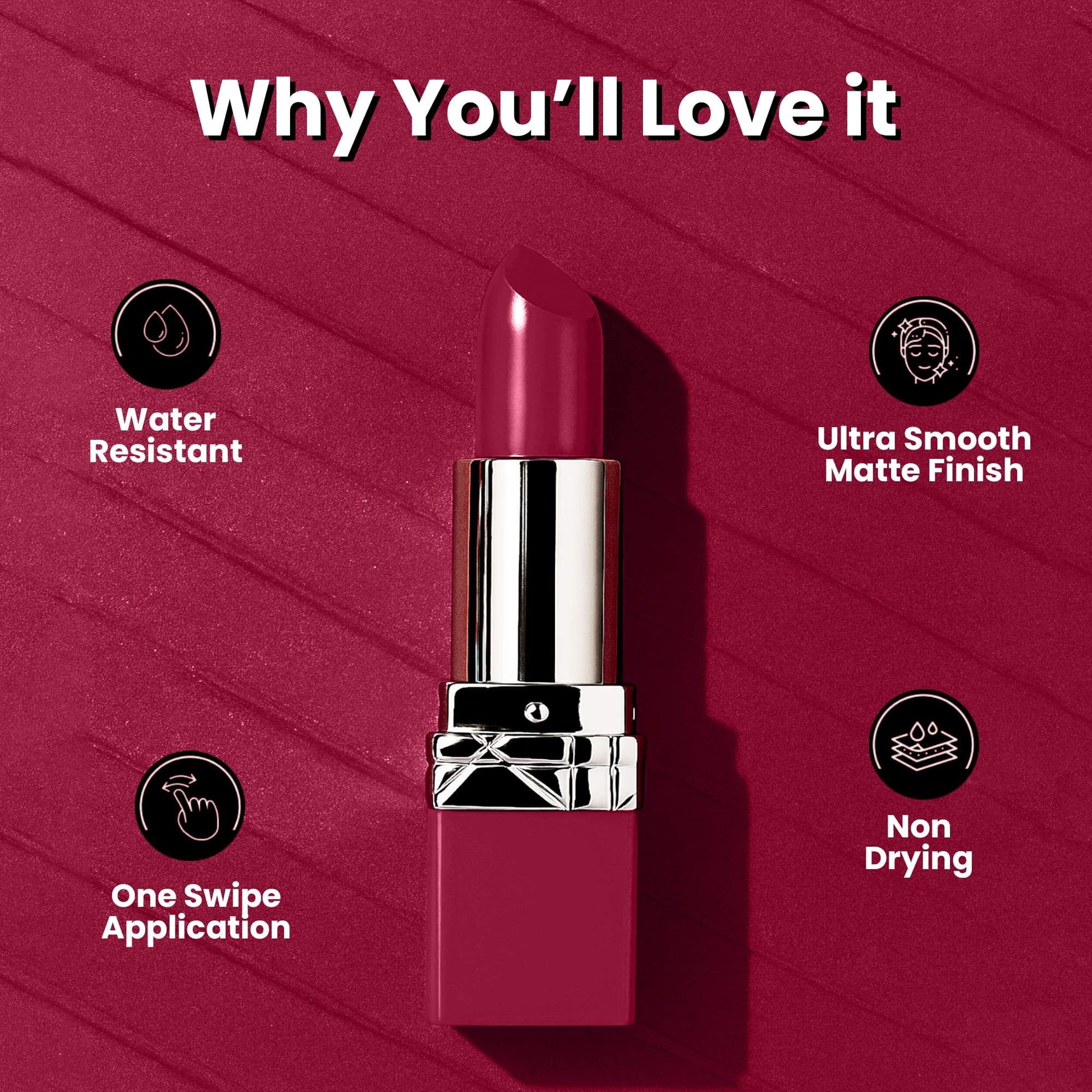 Seven Seas Fiery Lips Matte Lipstick | Long Lasting Matte Lipstick | Intense Matte Finish | Creamy Texture | Highly Pigmented Lipstick - Seven Seas Cosmetics