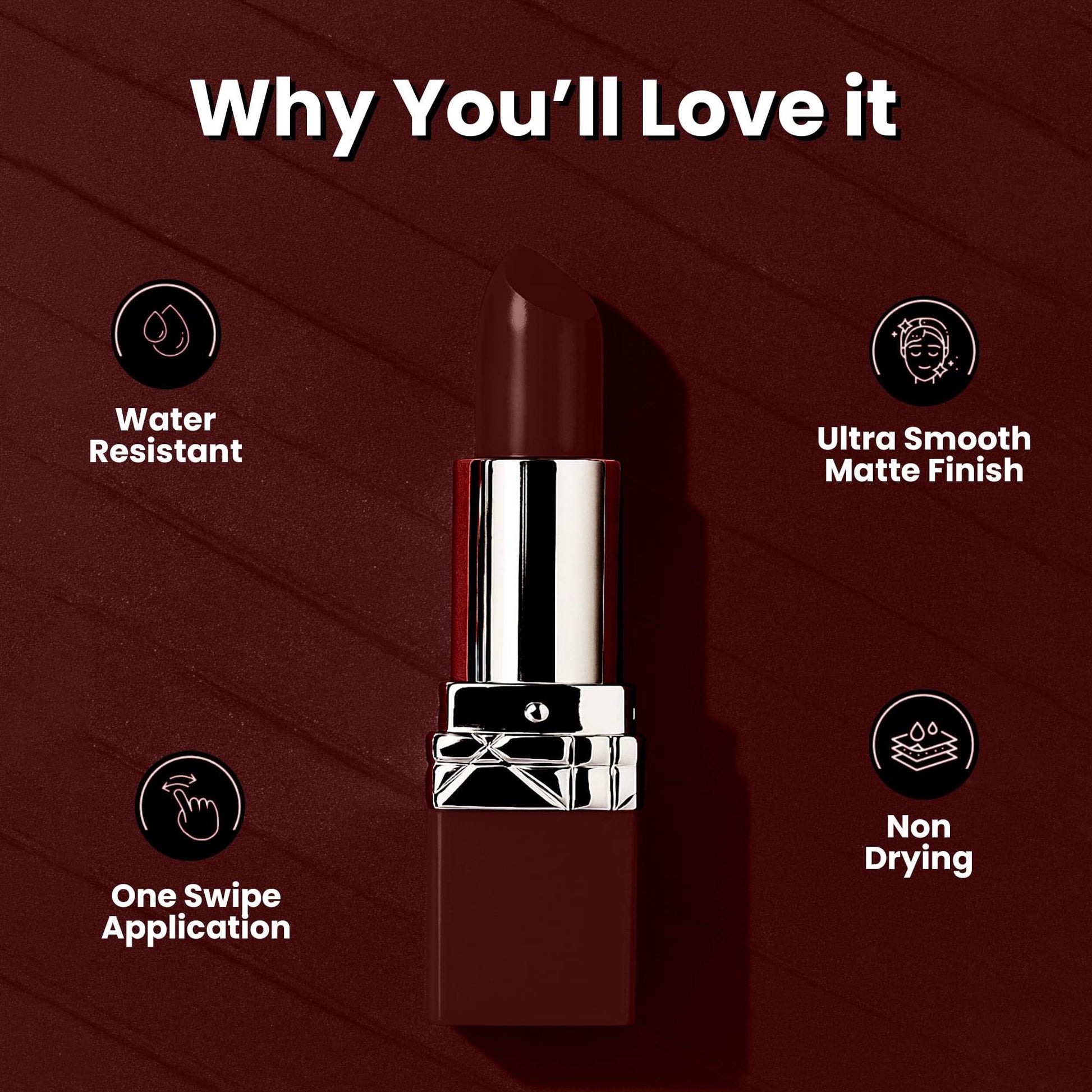 Seven Seas Fiery Lips Matte Lipstick | Long Lasting Matte Lipstick | Intense Matte Finish | Creamy Texture | Highly Pigmented Lipstick - Seven Seas Cosmetics
