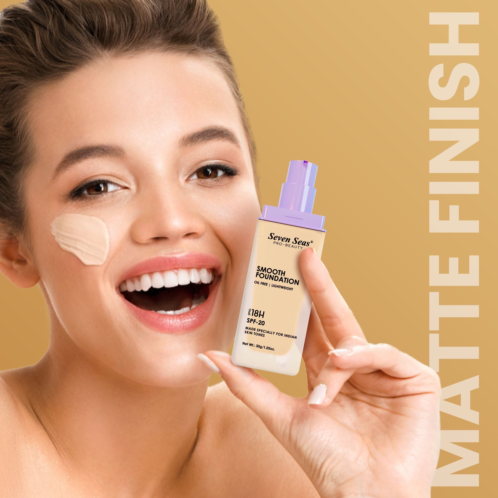 Seven Seas Smooth Foundation | Oil Free | Lightweight | Long Lasting Foundation for Face Makeup | SPF-20 - Seven Seas Cosmetics