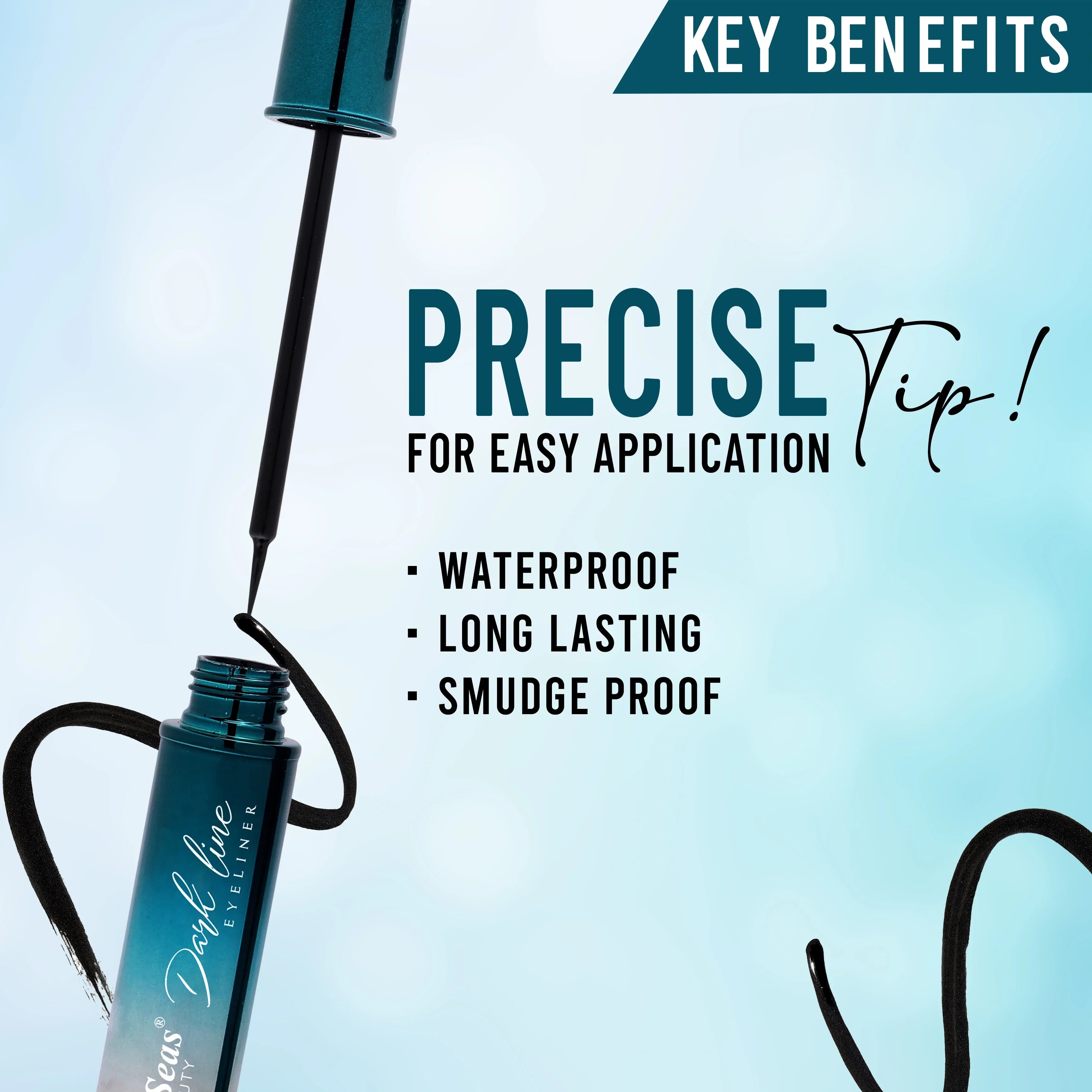 Dark Line Liquid Eyeliner | Long Lasting Waterproof Eye Makeup - Seven Seas Cosmetics