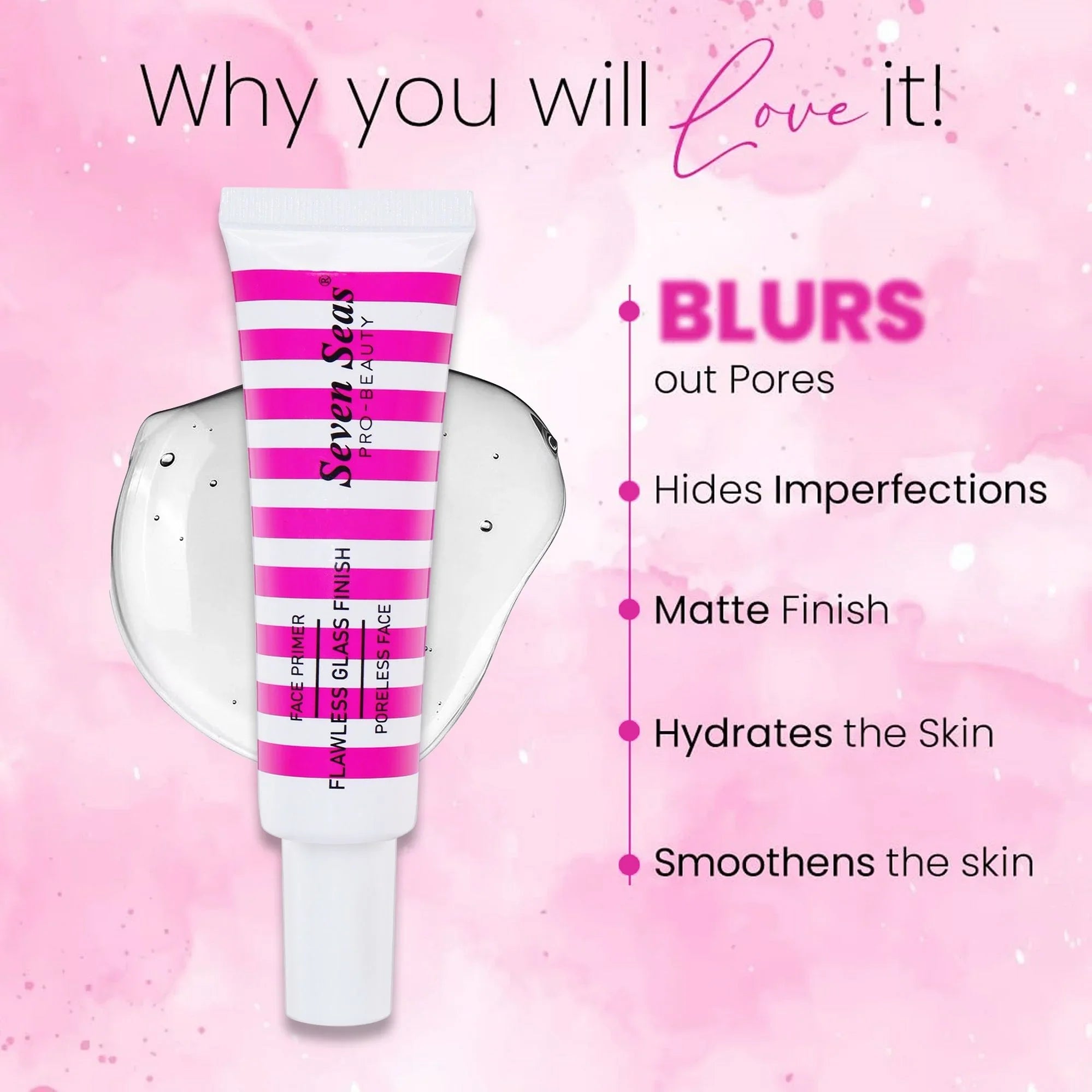 Face Primer, Face Glass Finish | Pore Blurring | Hydrating Oil Free - Seven Seas Cosmetics