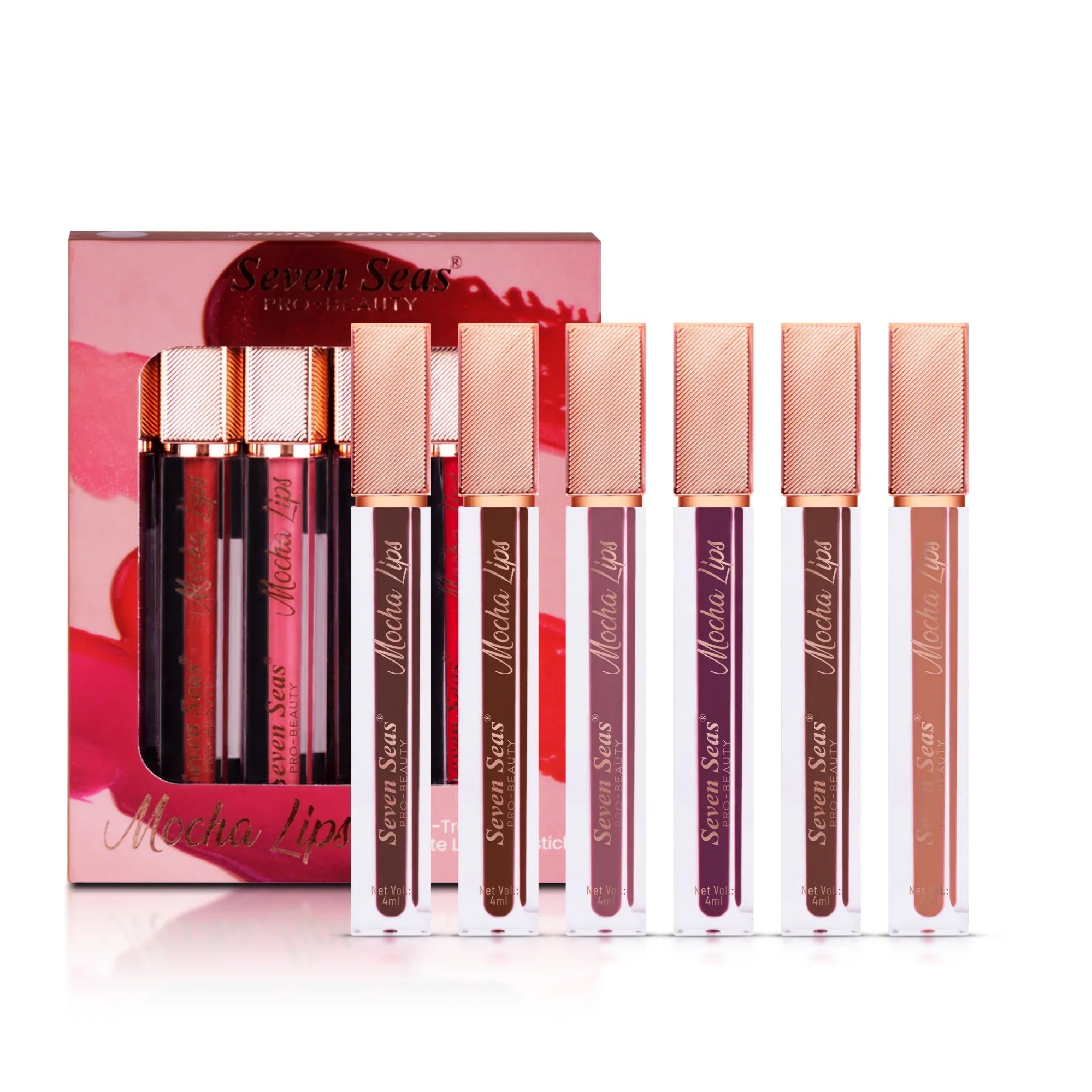 Mocha Lips Matte Liquid Lipstick Set | Pack of 6 - Seven Seas Cosmetics