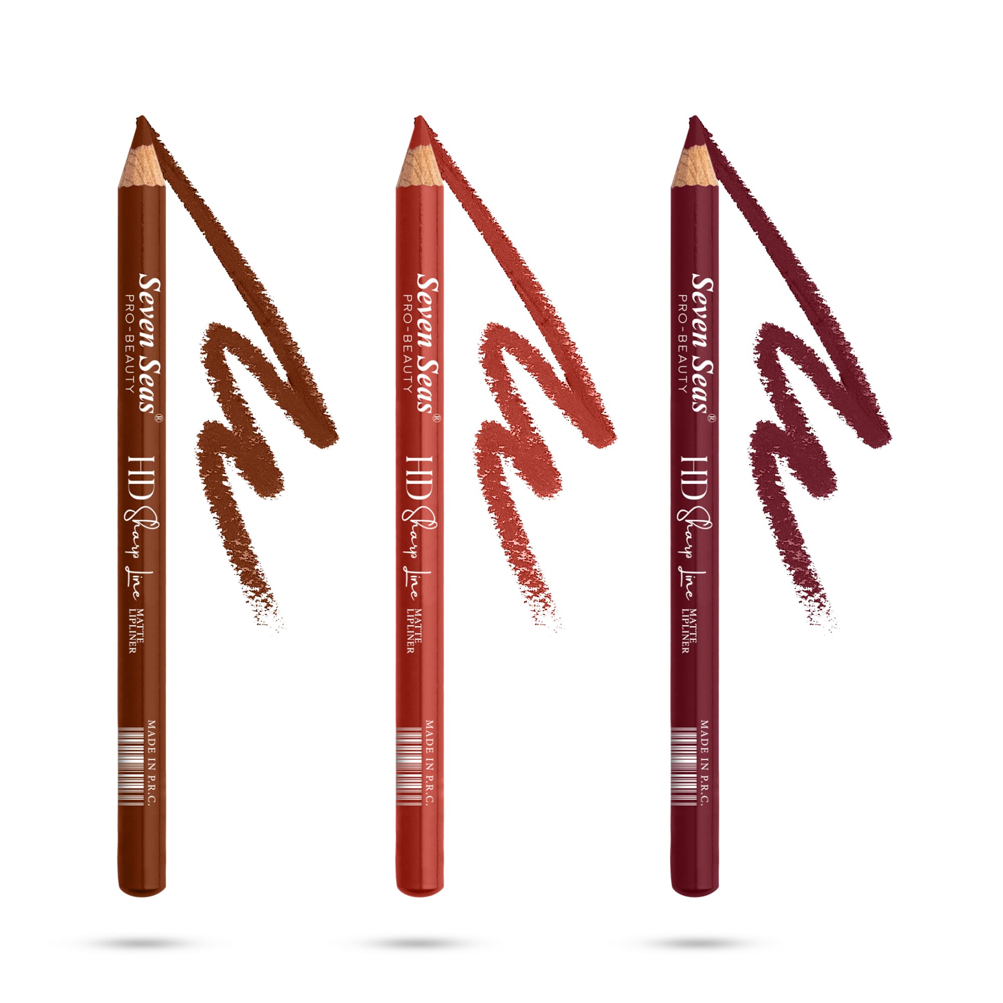 Seven Seas HD Sharp Line Lip Liner | Long Lasting and Waterproof Lip Liner Pencil (Muddy Brick/Choco Butter/Pink Roots, 3X1.3g) - Seven Seas Cosmetics