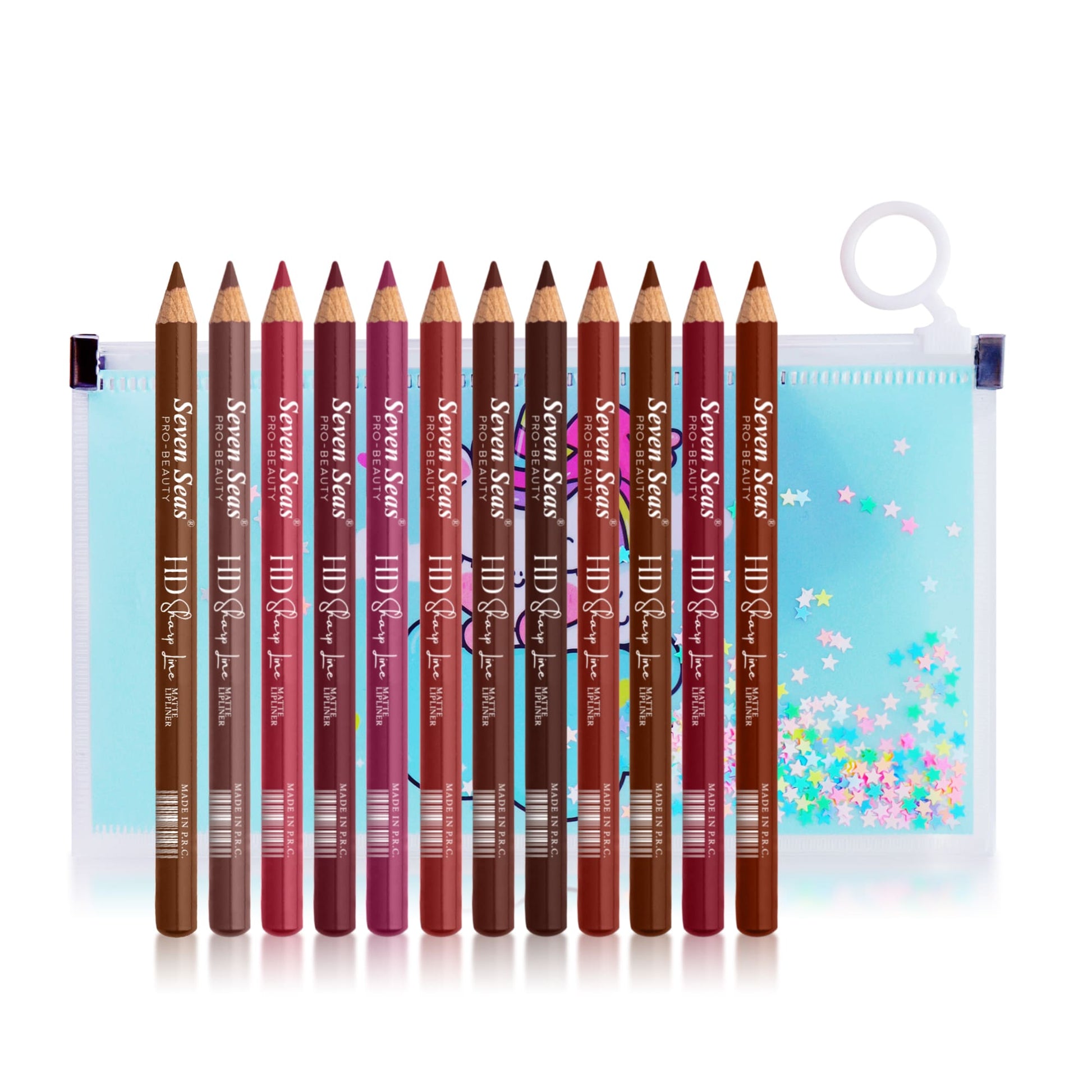Seven Seas HD Sharp Line Lip Liner | Matte Lip Liner | Transfer-proof | Long Lasting | Highly Pigmented (Pack Of 12), - Seven Seas Cosmetics