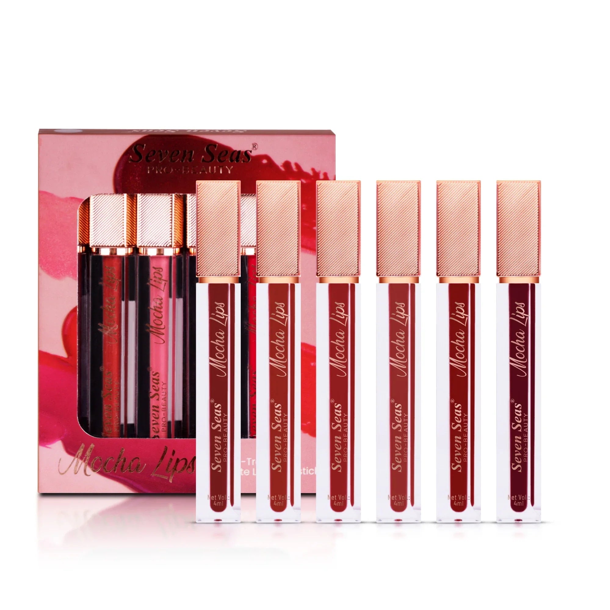 Mocha Lips Matte Liquid Lipstick Set | Pack of 6 - Seven Seas Cosmetics