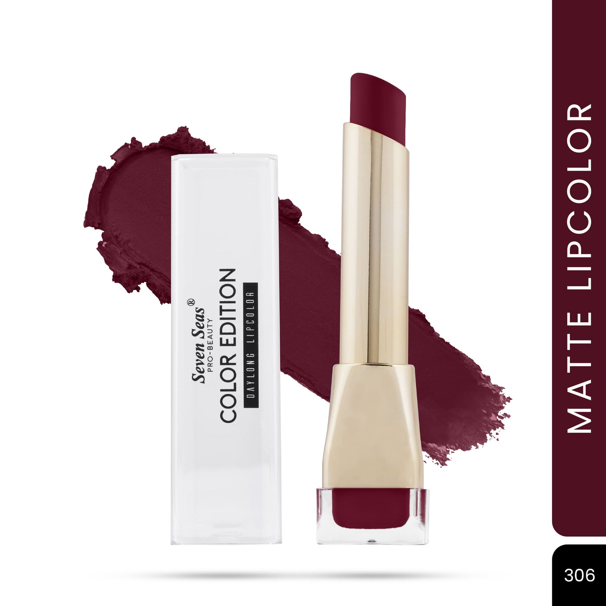 Seven Seas Color Edition Matte Lipstick | Highly Pigmented | Long Lasting | Waterproof | Smudgeproof | Single Coat Application | Lipstick for Women - Seven Seas Cosmetics