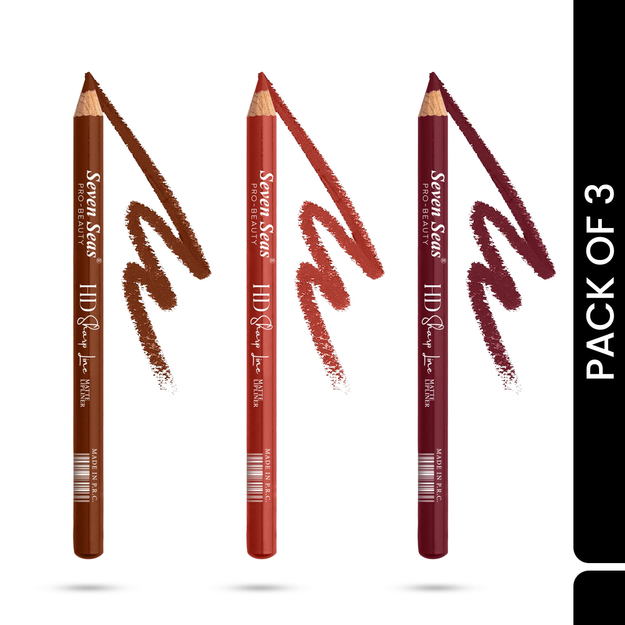 Seven Seas HD Sharp Line Lip Liner | Long Lasting and Waterproof Lip Liner Pencil (Muddy Brick/Choco Butter/Pink Roots, 3X1.3g) - Seven Seas Cosmetics