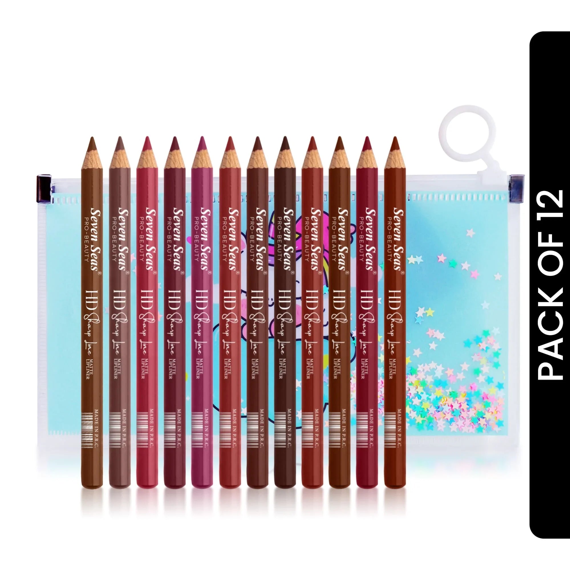 HD Sharp Line Matte Lip Liner | Transfer-Proof & Long Lasting (Pack of 12) - Seven Seas Cosmetics