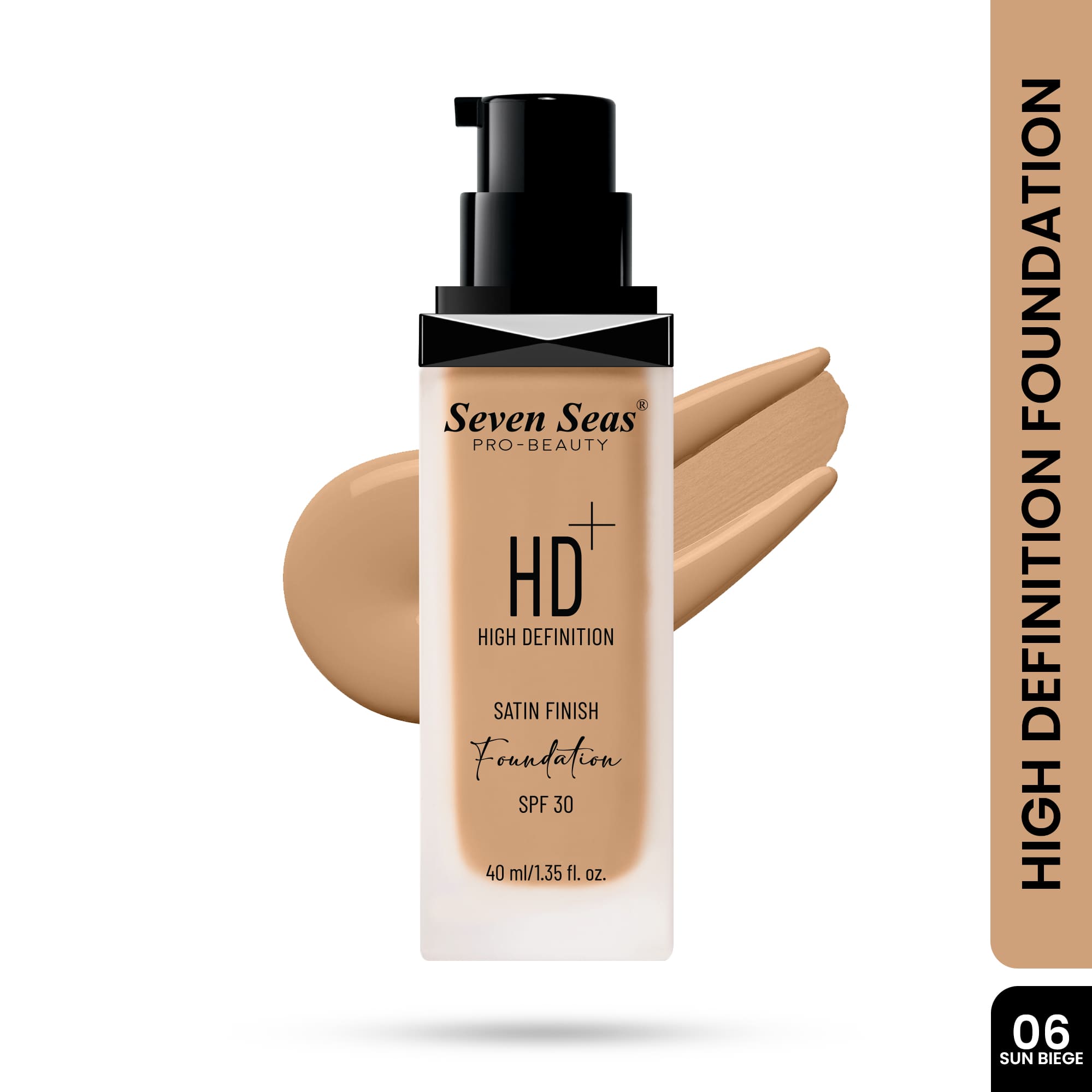 Seven Seas HD High Definition Foundation, SPF 30, Satin Finish, Oil Free and Long lasting Liquid Foundation for Women - Seven Seas Cosmetics