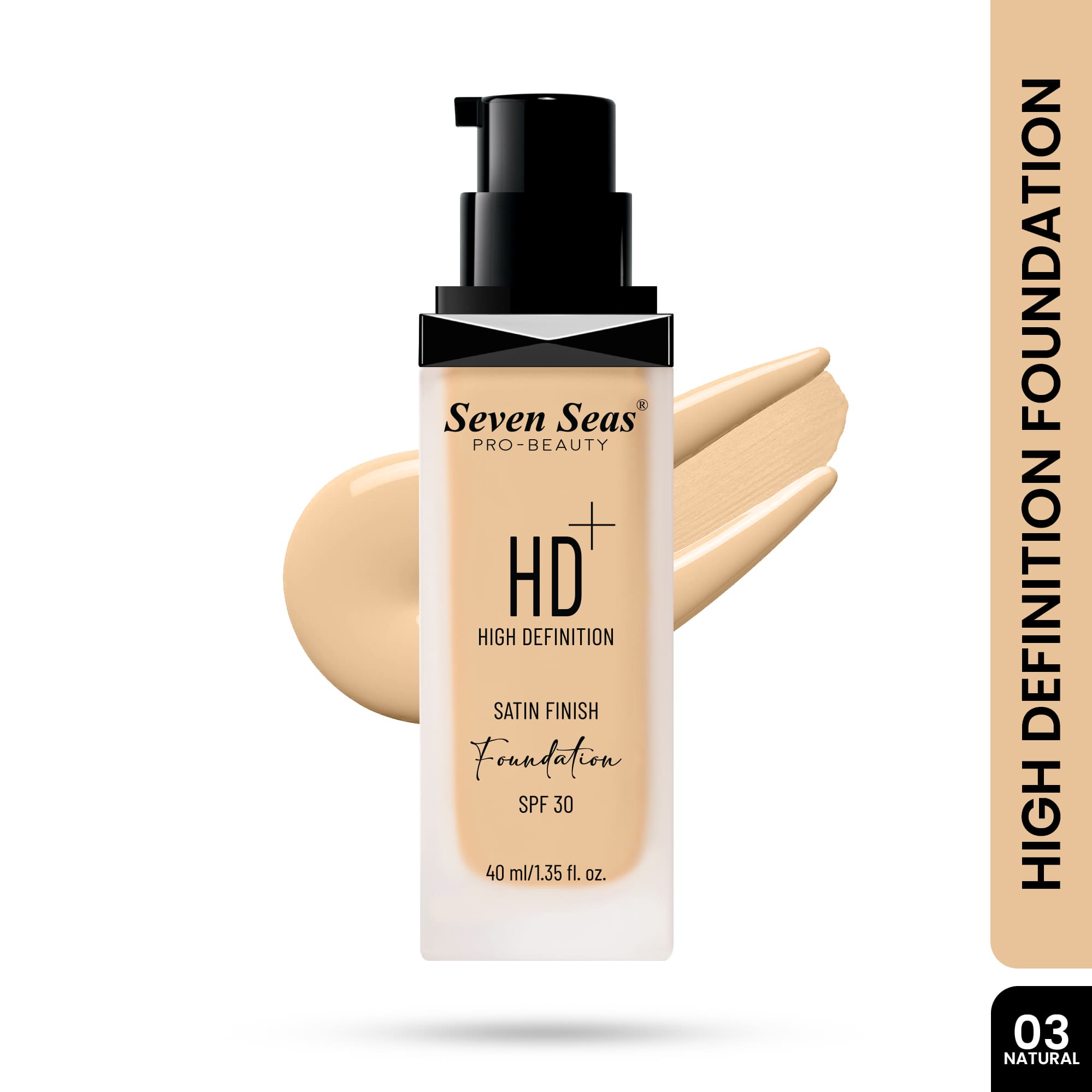Seven Seas HD High Definition Foundation, SPF 30, Satin Finish, Oil Free and Long lasting Liquid Foundation for Women - Seven Seas Cosmetics