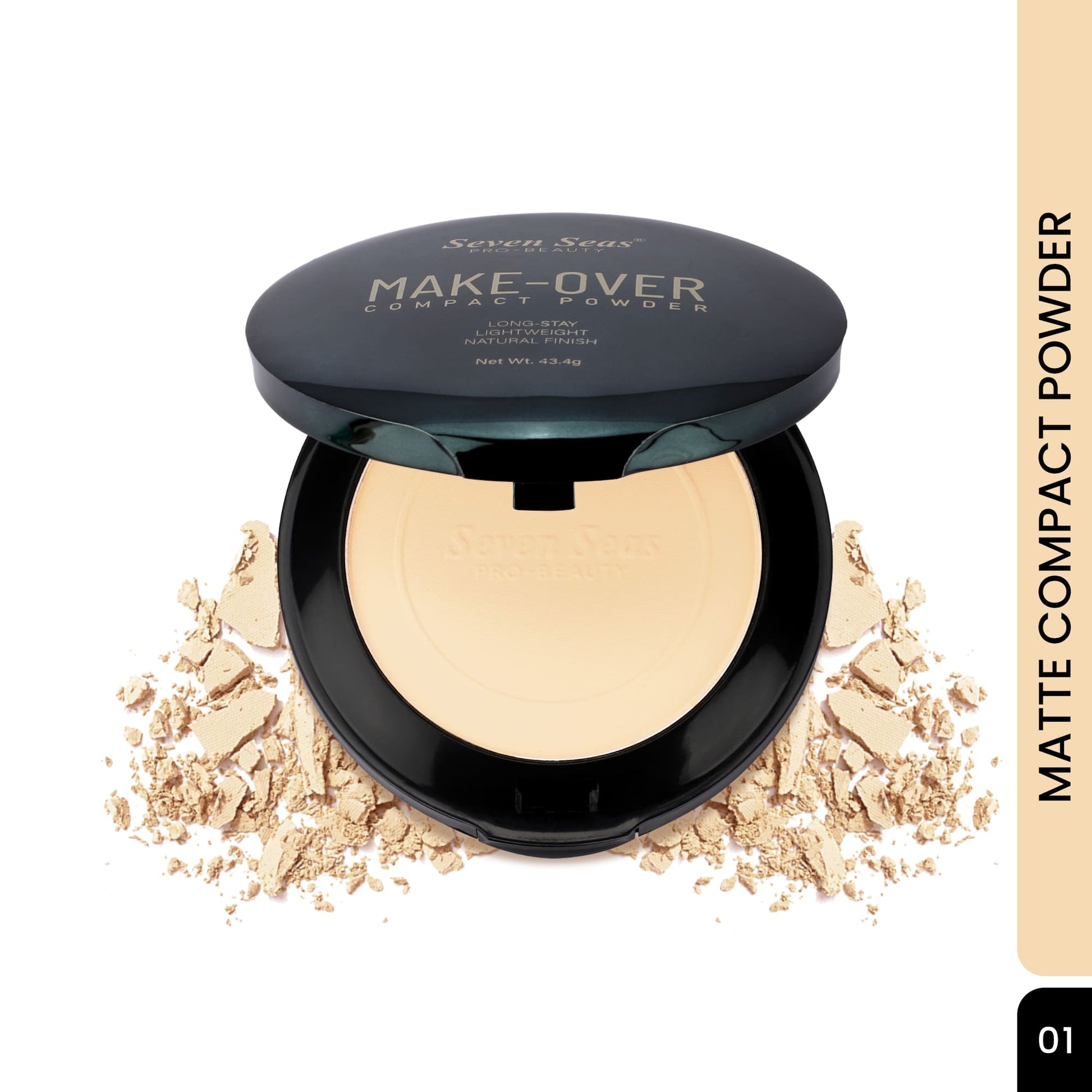 Make-Over Matte Compact Powder with open case on a white background
