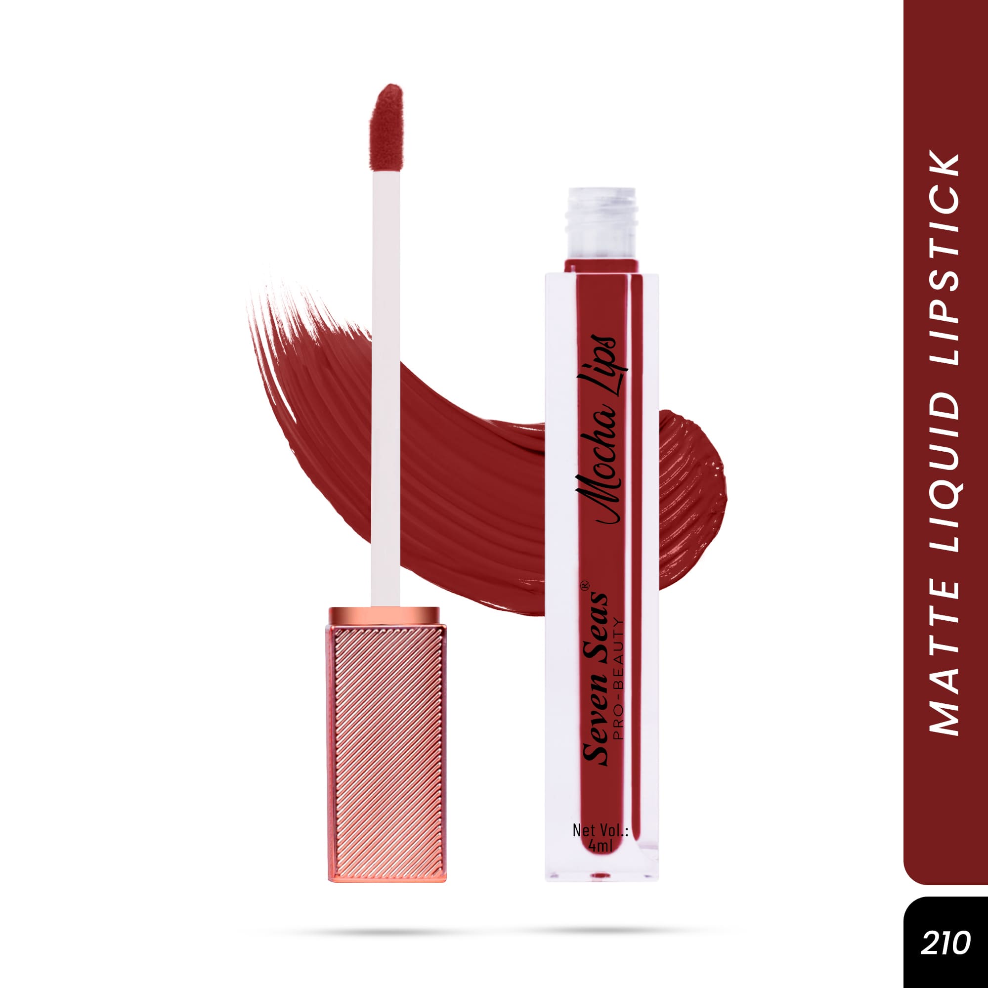 Seven Seas Mocha Lips Matte Liquid Lipstick | Non-Transfer Liquid Lipstick | 12 Hours Long Lasting | Highly Pigmented | Intense Color Payoff | Smudgeproof Liquid Lipstick for Women - Seven Seas Cosmetics