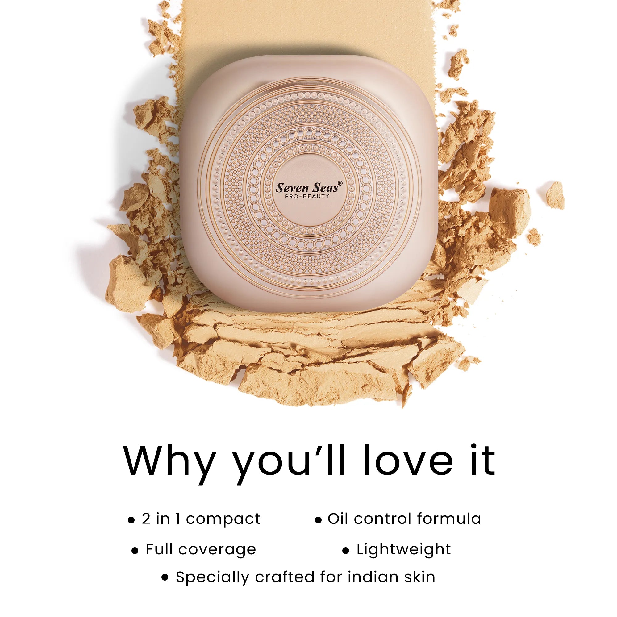 HD Full Coverage Compact Powder - 2-in-1 Oil-Control Compact with Shimmery & Matte Finish