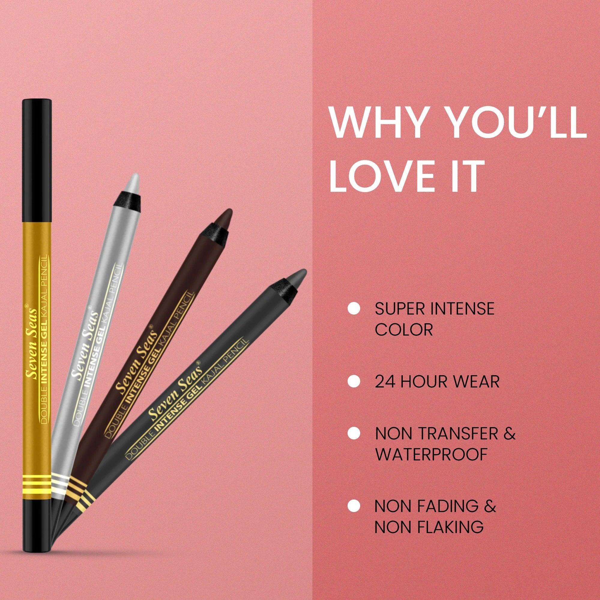 Double Intense Coloured Kajal | Long Lasting Smudge-Proof Eye Makeup - Seven Seas Cosmetics