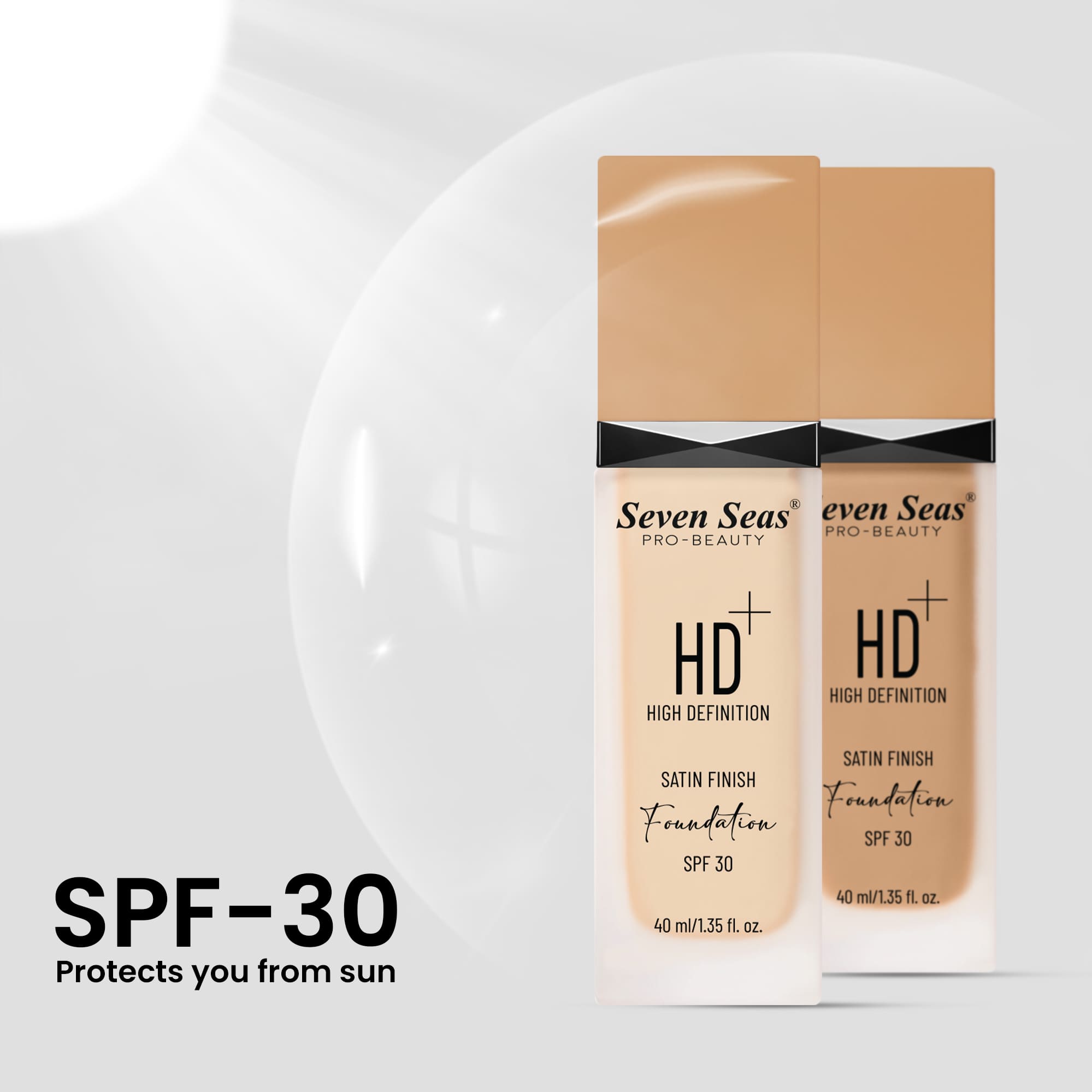 Seven Seas HD High Definition Foundation, SPF 30, Satin Finish, Oil Free and Long lasting Liquid Foundation for Women - Seven Seas Cosmetics