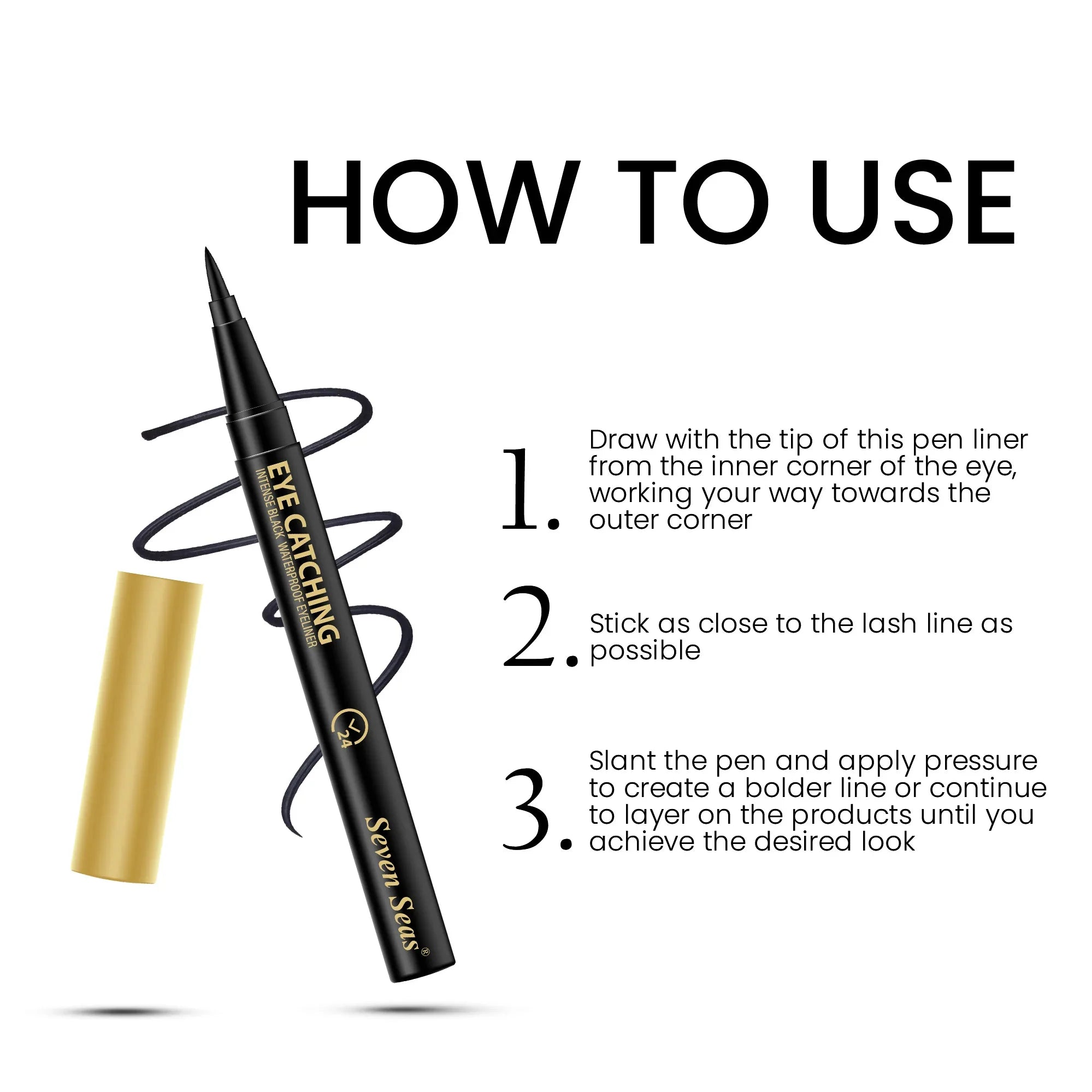 Eye Catching Sketch Eyeliner | Long Lasting Waterproof Eye Makeup - Seven Seas Cosmetics