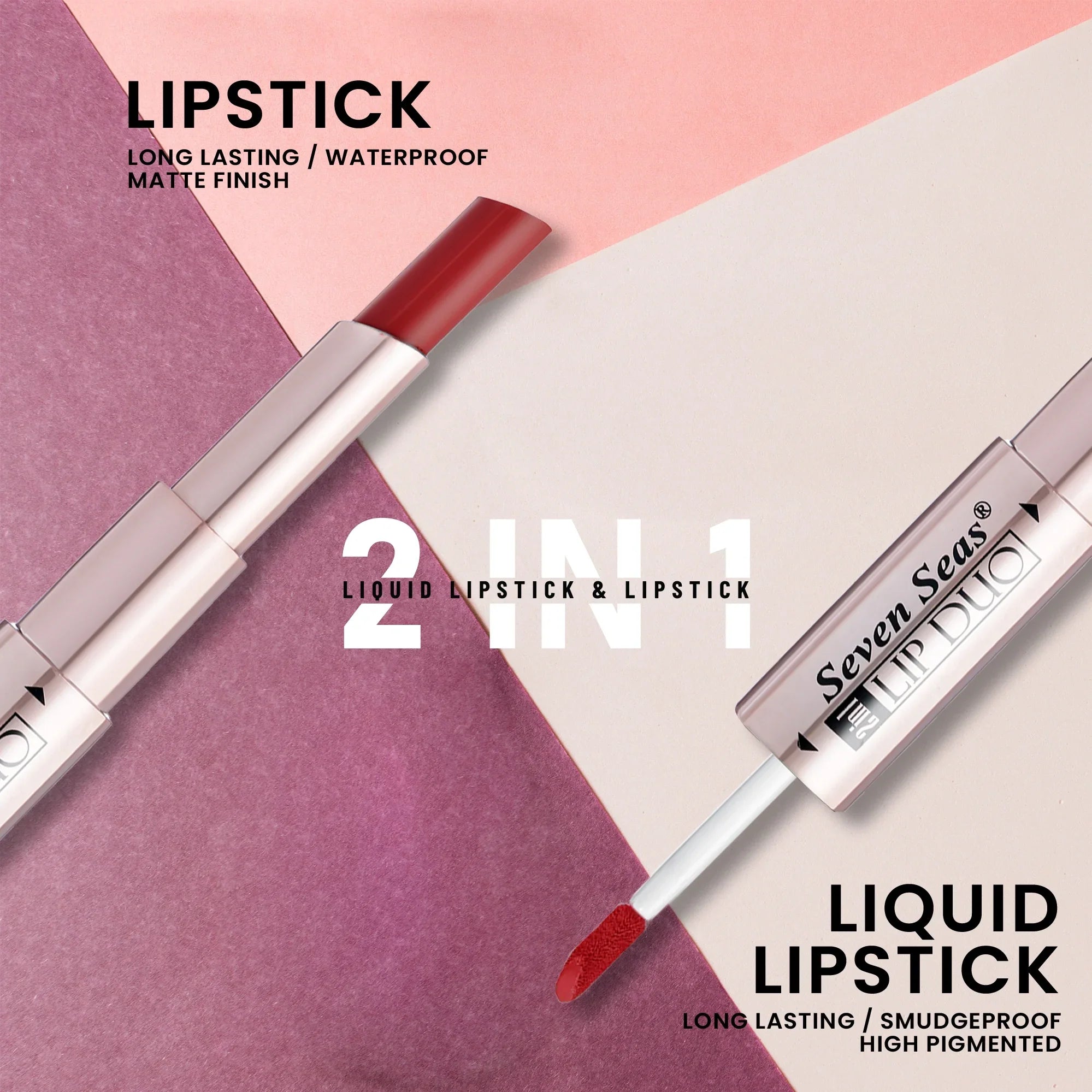 Lip Duo 2-in-1 Lipstick for Women | Creamy & Matte Finish - Seven Seas Cosmetics