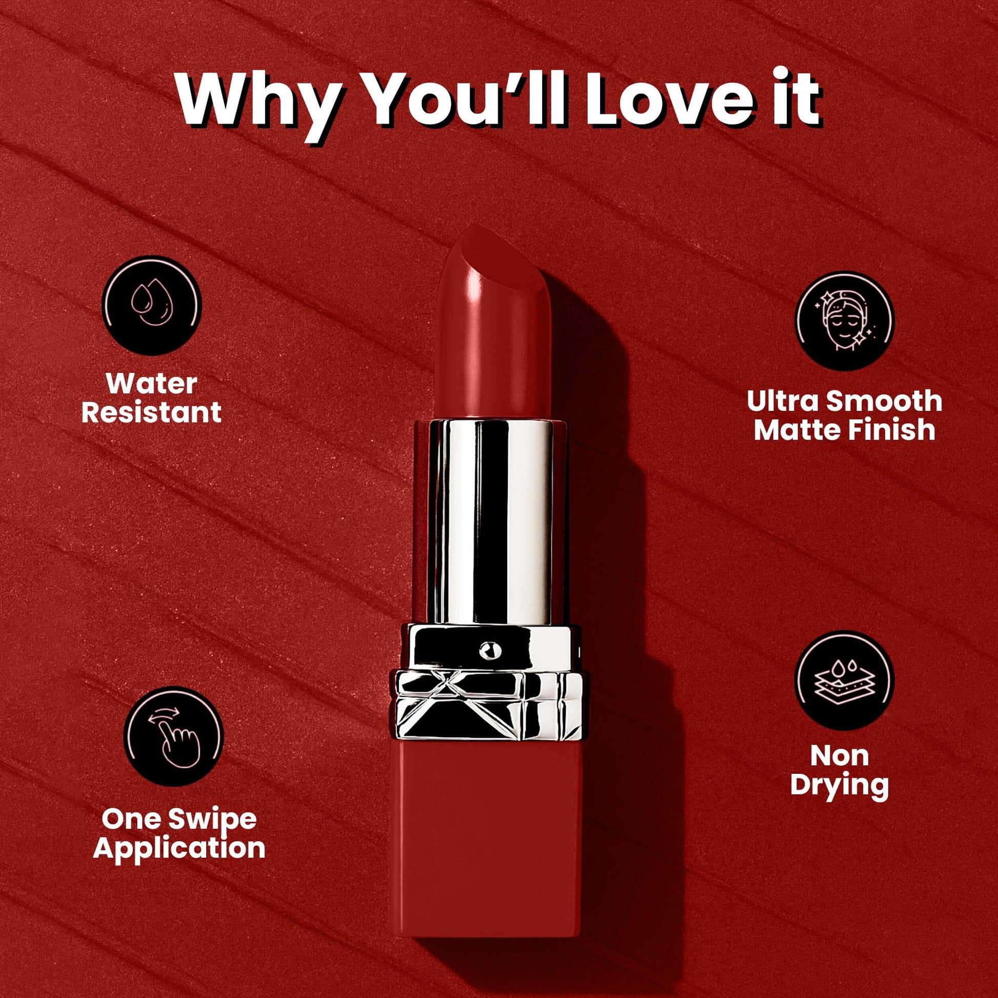 Seven Seas Fiery Lips Matte Lipstick | Long Lasting Matte Lipstick | Intense Matte Finish | Creamy Texture | Highly Pigmented Lipstick - Seven Seas Cosmetics