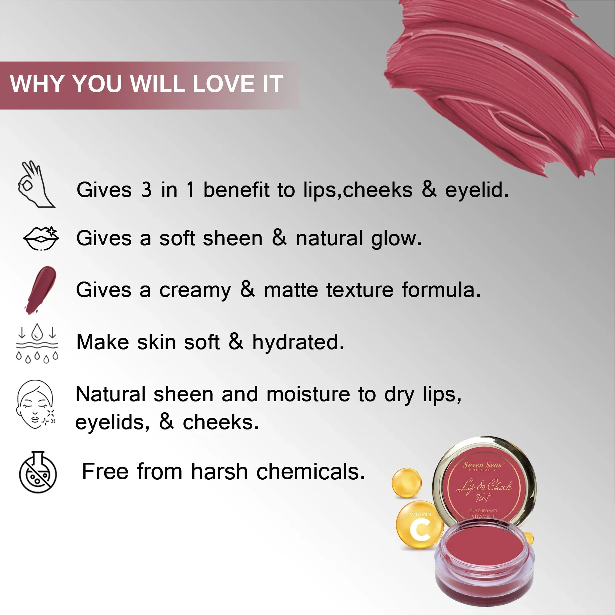Lip & Cheek Tint with Beetroot | Creamy Matte & Nourishing - Seven Seas Cosmetics