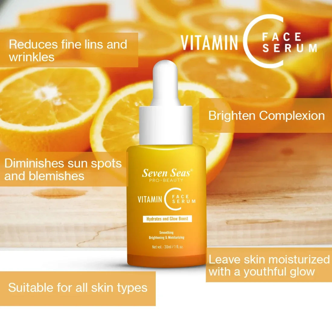 Vitamin C Skin Glow Booster Face Serum | Brightening & Radiant Skin - Seven Seas Cosmetics
