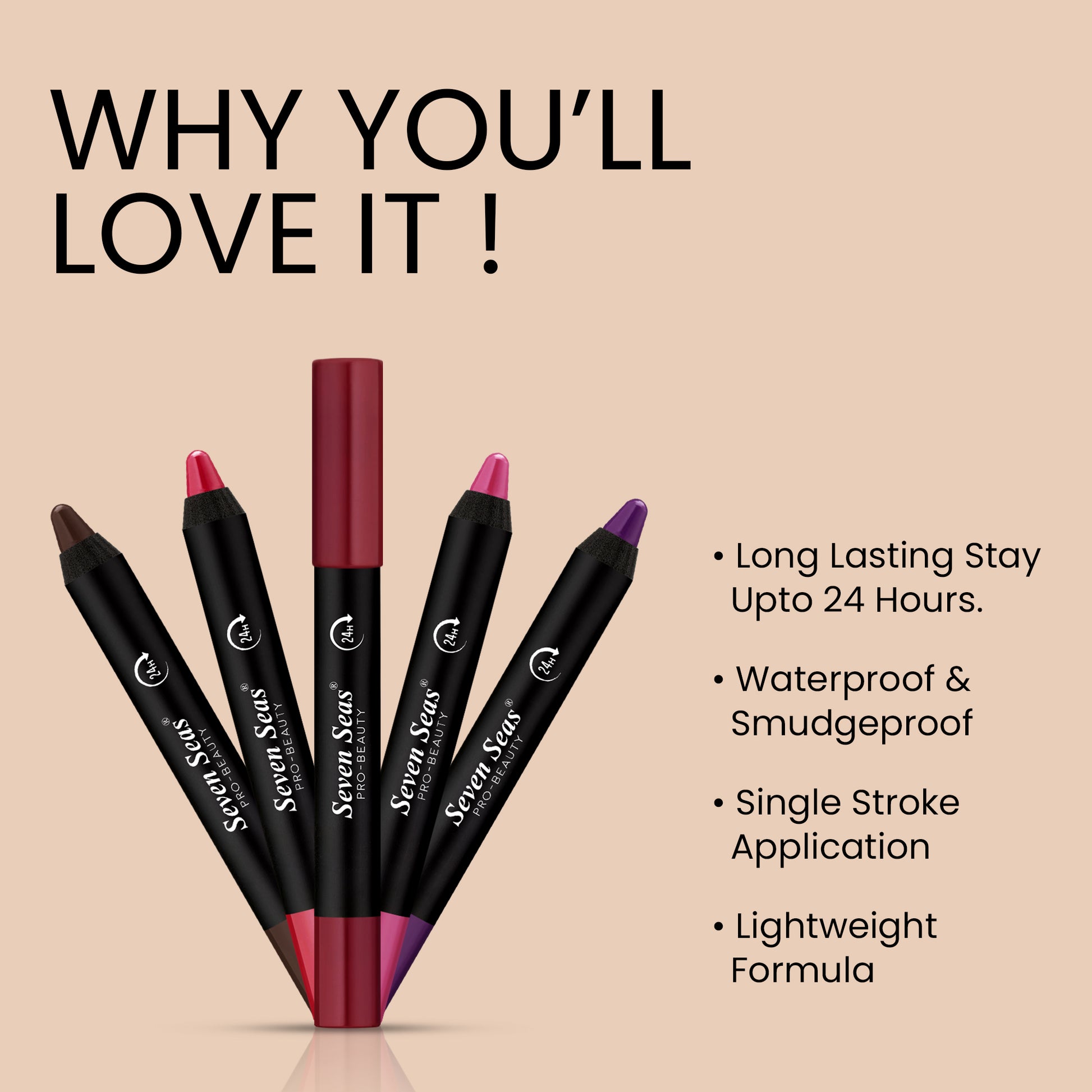 Seven Seas Matte Mood Transfer proof Crayon Lipstick - Seven Seas Cosmetics