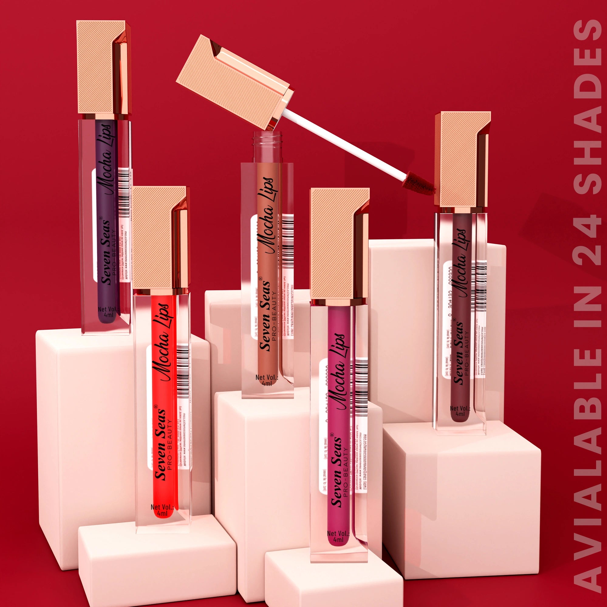 Pack of six Seven Seas Mocha Lips Matte Liquid Lipstick