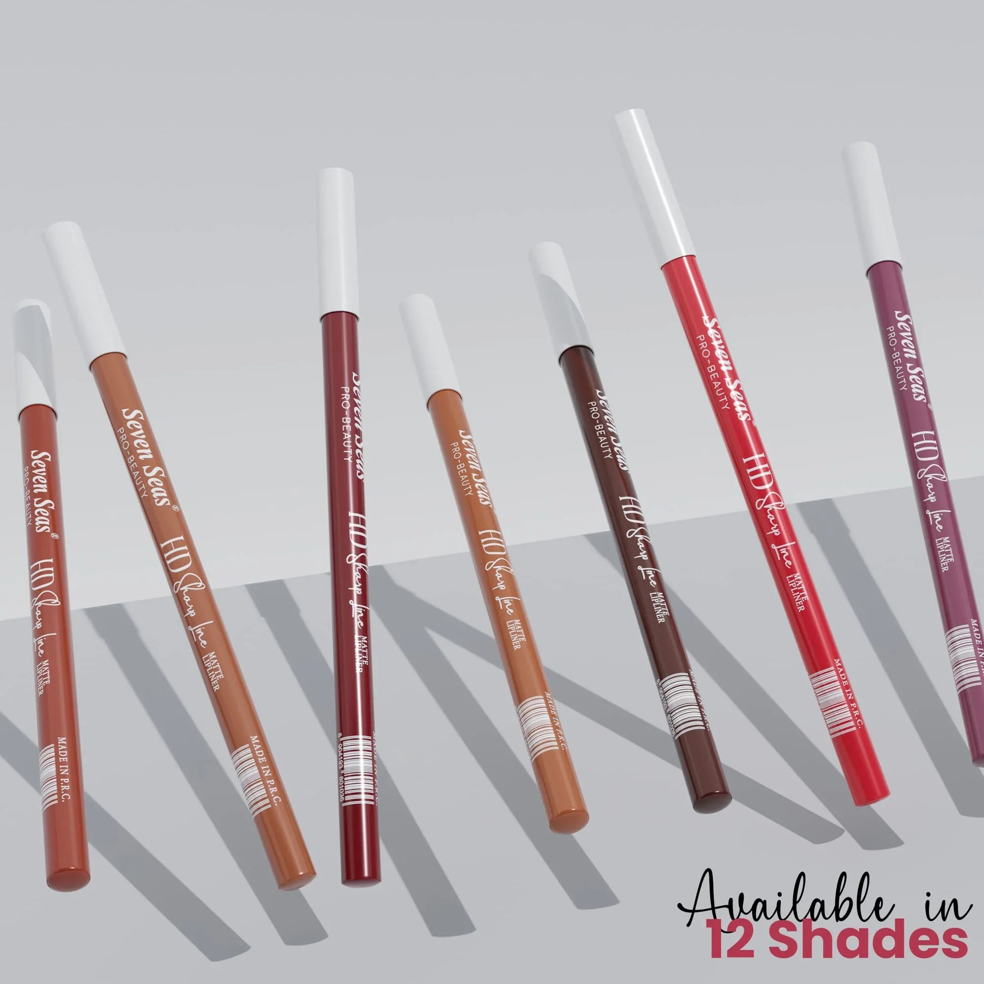 HD Sharp Line Matte Lip Liner | Transfer-Proof & Long Lasting (Pack of 12) - Seven Seas Cosmetics