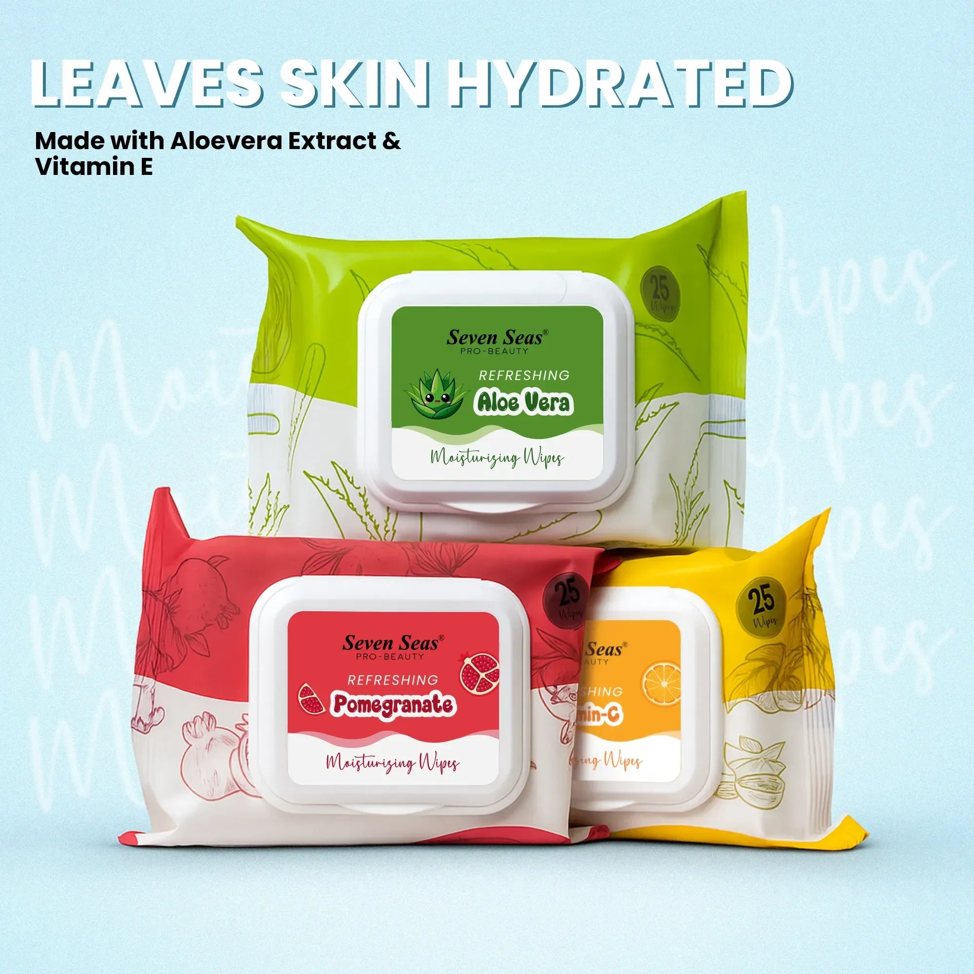 Pack Of Three Refreshing Moisturizing wipes With Seven Seas Cosmetics - Seven Seas Cosmetics