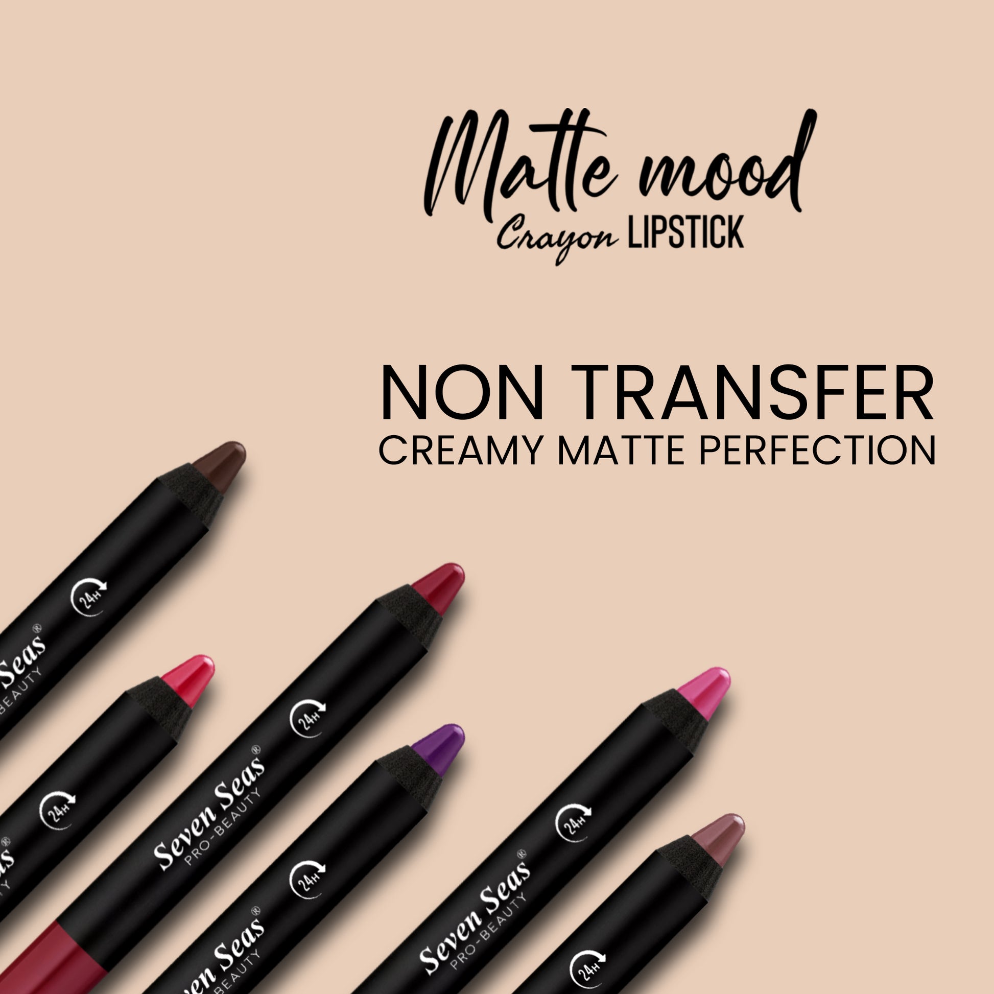 Seven Seas Matte Mood Transfer proof Crayon Lipstick - Seven Seas Cosmetics