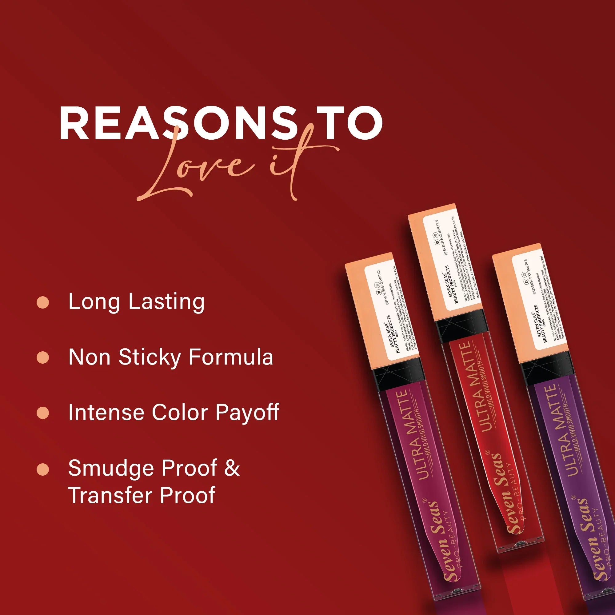 Ultra Matte Liquid Lipstick | High Pigment, Long Lasting Wear - Seven Seas Cosmetics