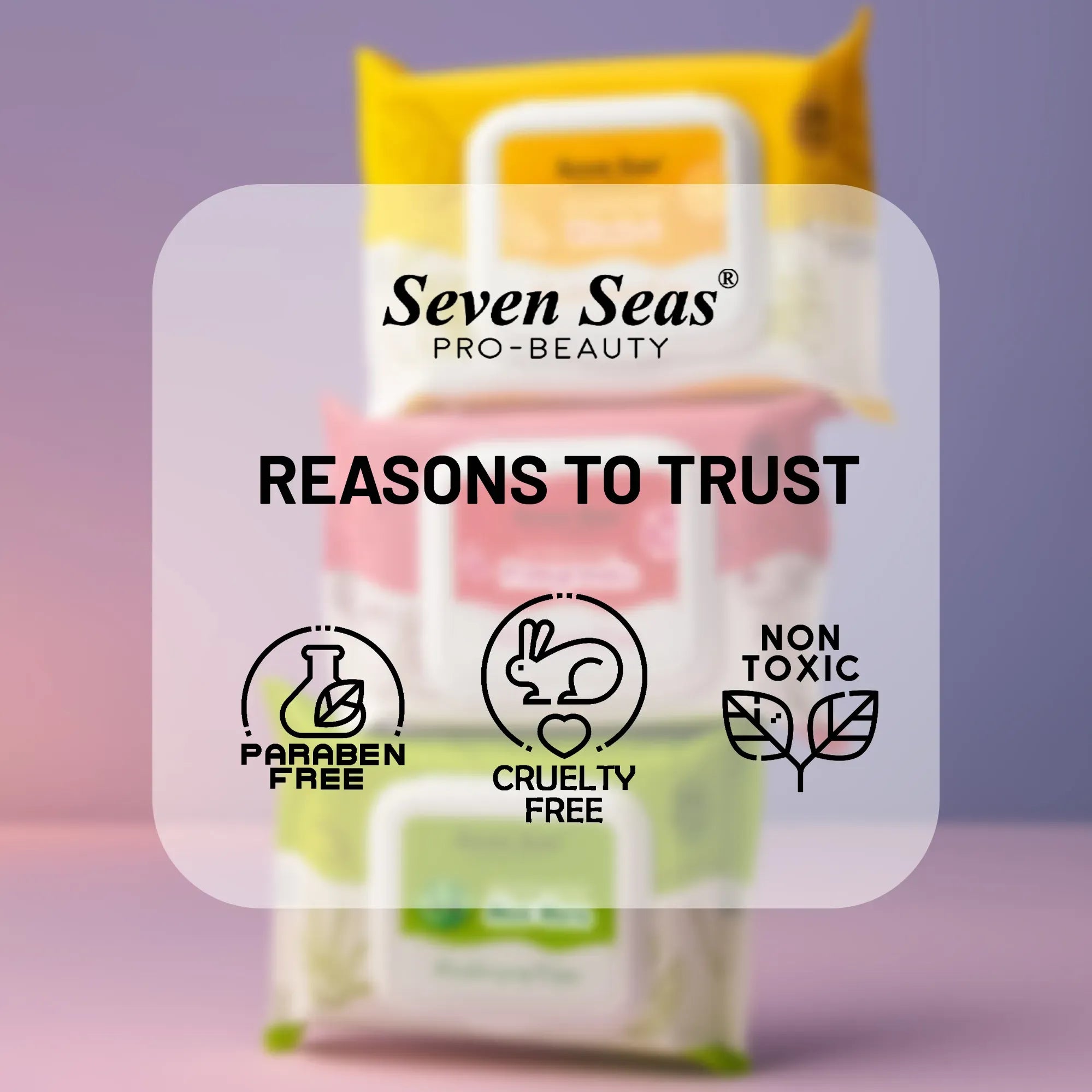 Pack Of Three Refreshing Moisturizing wipes With Seven Seas Cosmetics