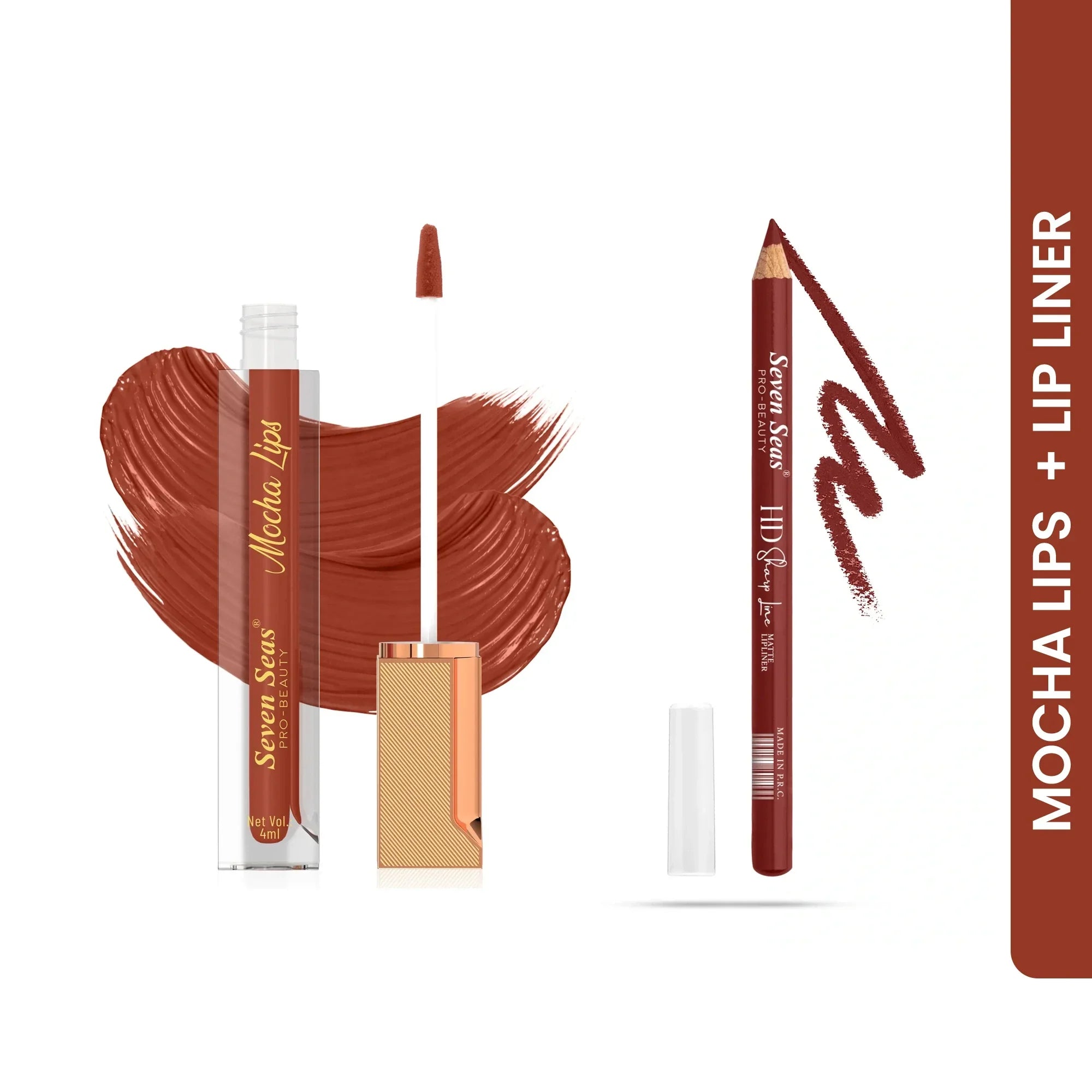 Mocha Lips Matte Liquid Lipstick+ Lip Liner - Seven Seas Cosmetics