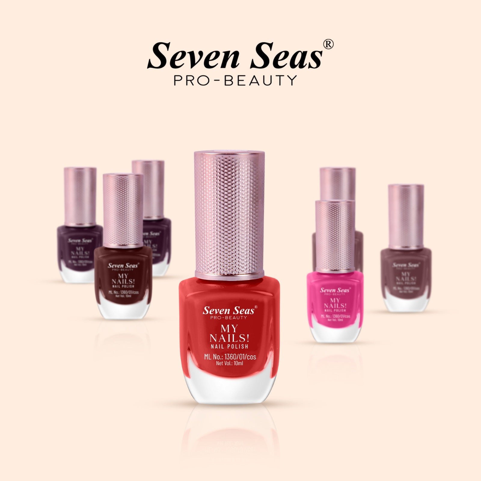 Seven Seas My Nails Nail Polish, High Colour Pay Off, Long Lasting, Quick Drying, Chip Resistant, Non-Staining, 10ml - Seven Seas Cosmetics