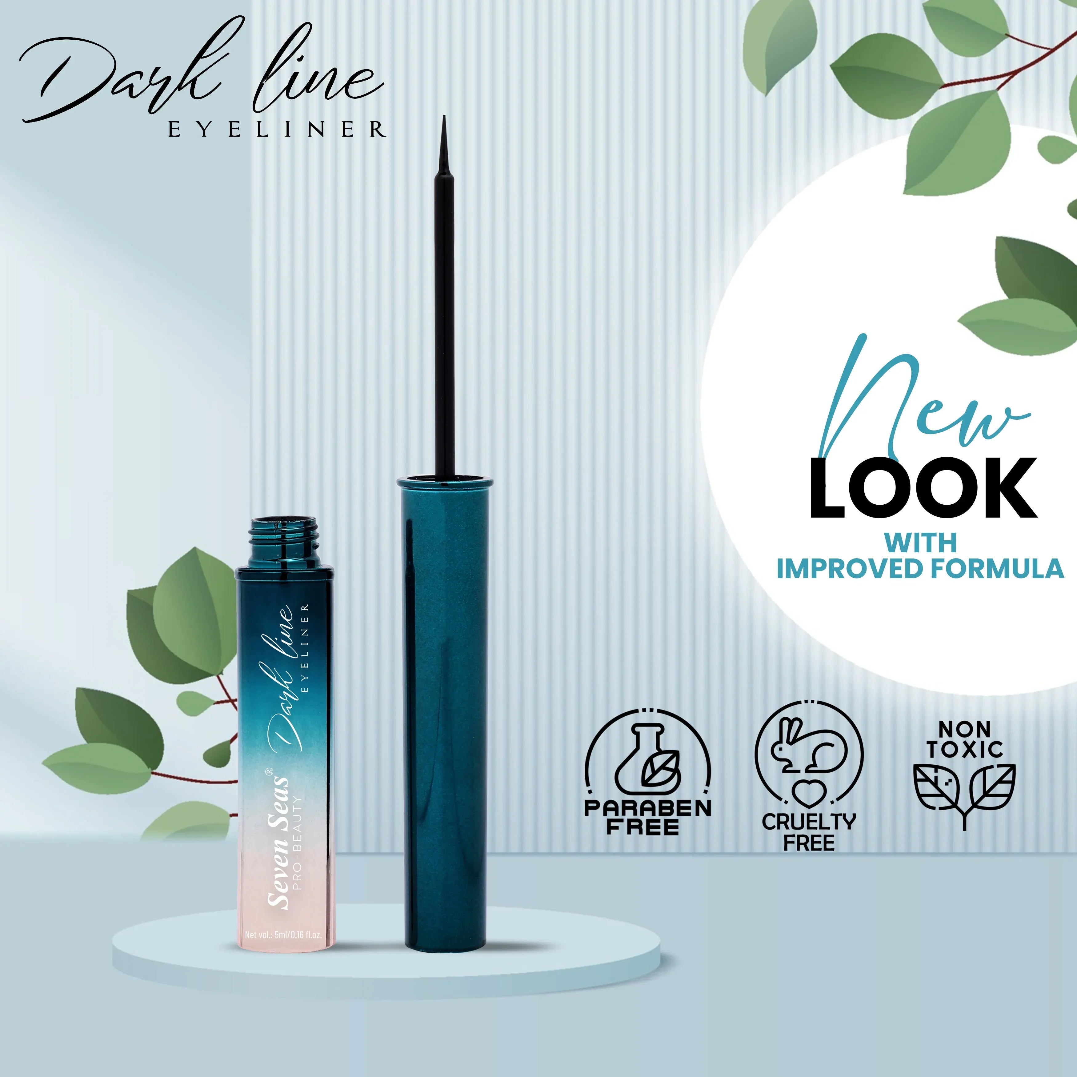 Dark Line Liquid Eyeliner | Long Lasting Waterproof Eye Makeup - Seven Seas Cosmetics