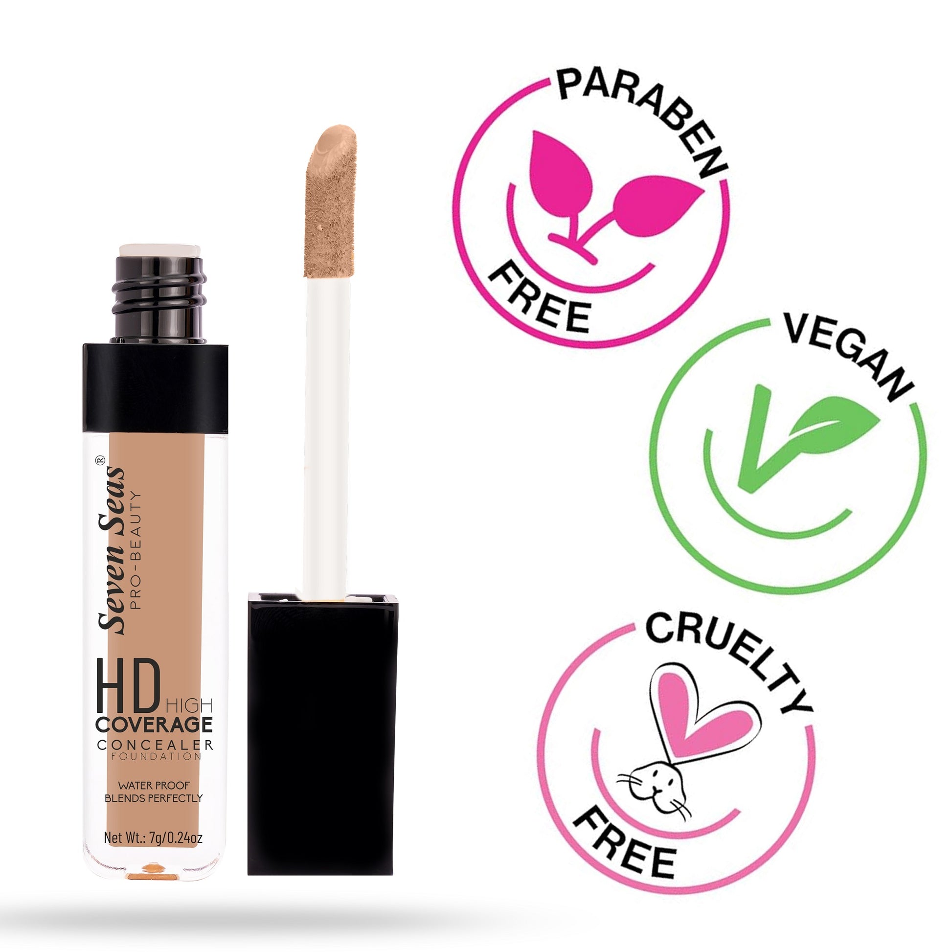 Seven Seas Full Coverage Concealer, Matte & Poreless | Ultra Blendable Matte finish waterproof Long Lasting concealer - Seven Seas Cosmetics