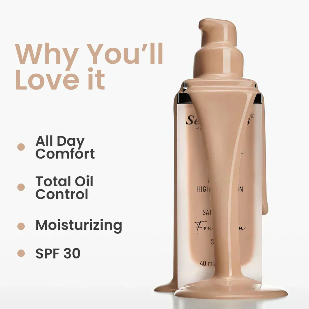 Liquid foundation with SPF 30, oil control & moisturizing for all-day comfort, 40ml bottle